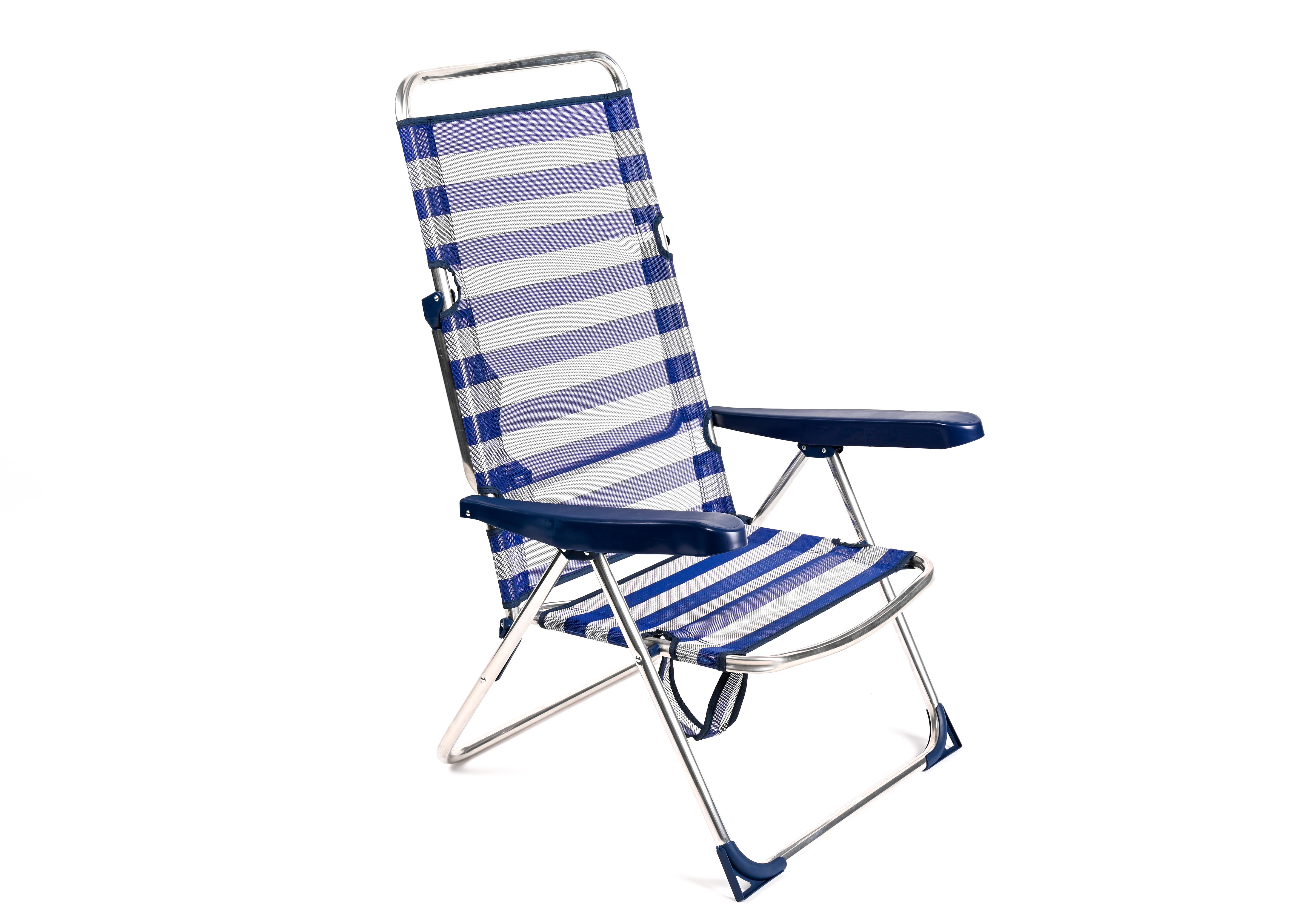 Silla plegable multiposición de playa de aluminio basic azul