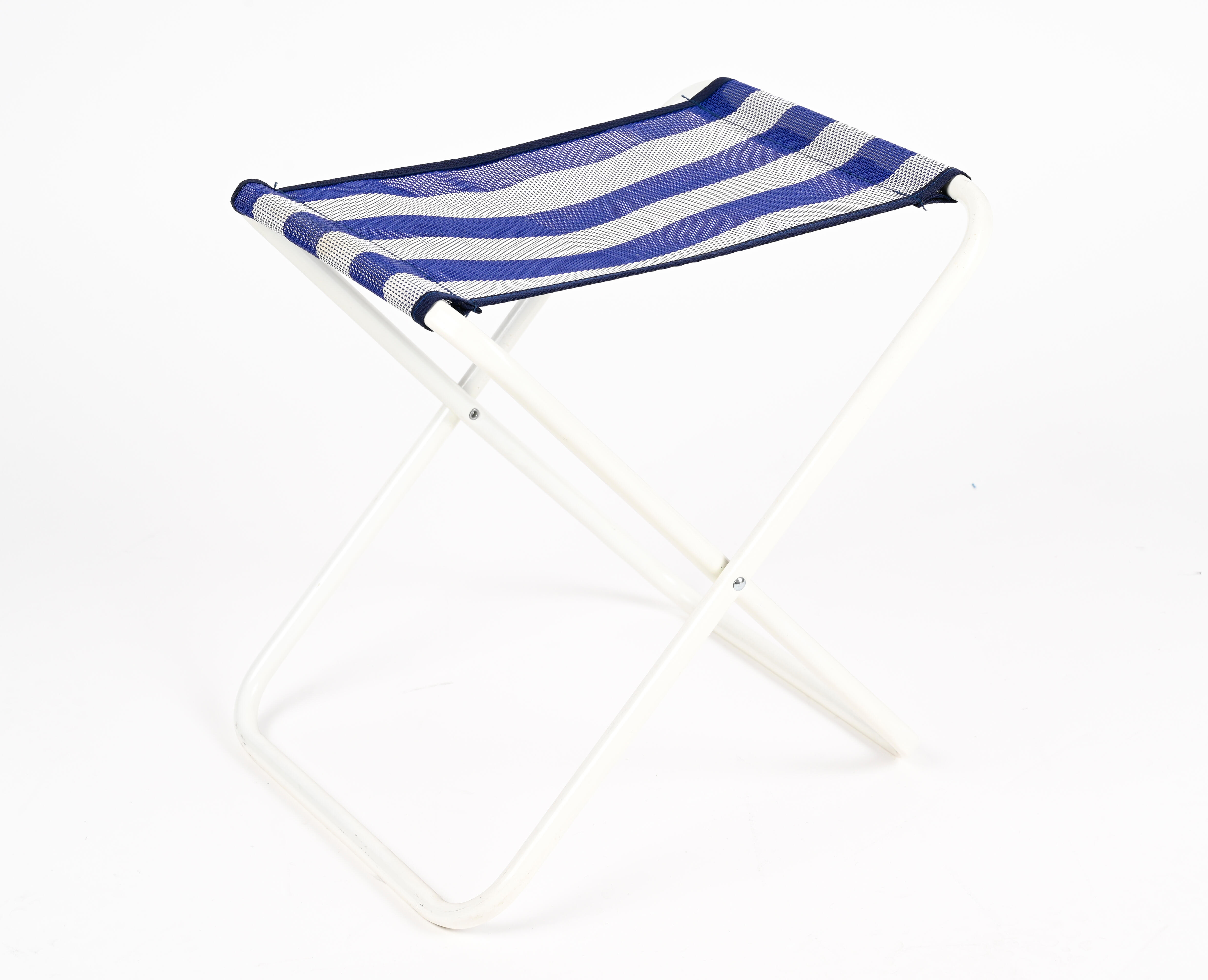 Taburete de playa de metal y textileno basic azul