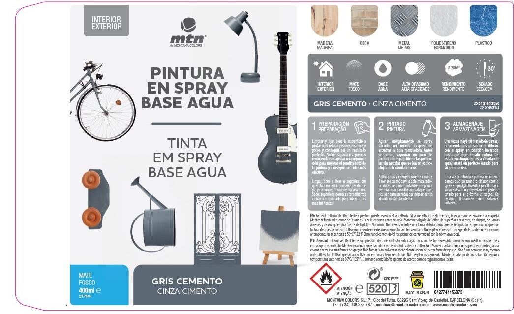 Spray decorativo 400ml WB MONTANA gris cemento - 5