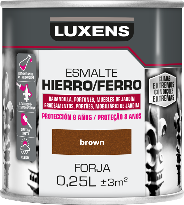 Esmalte Luxens antioxidante forja 8anos 0.25l brown