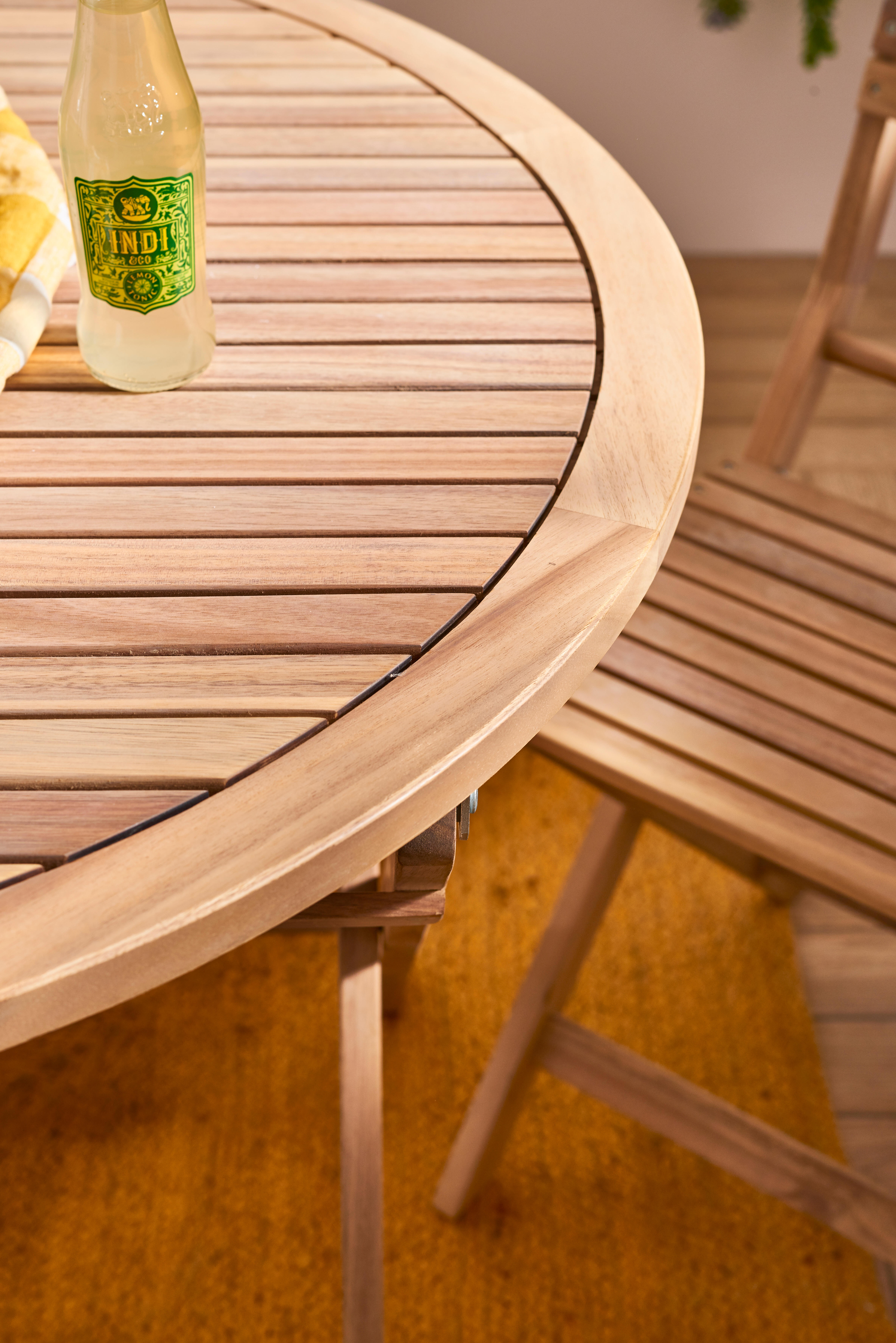 Mesa para balcón plegable de madera Solis de ø90x72 cm - 9