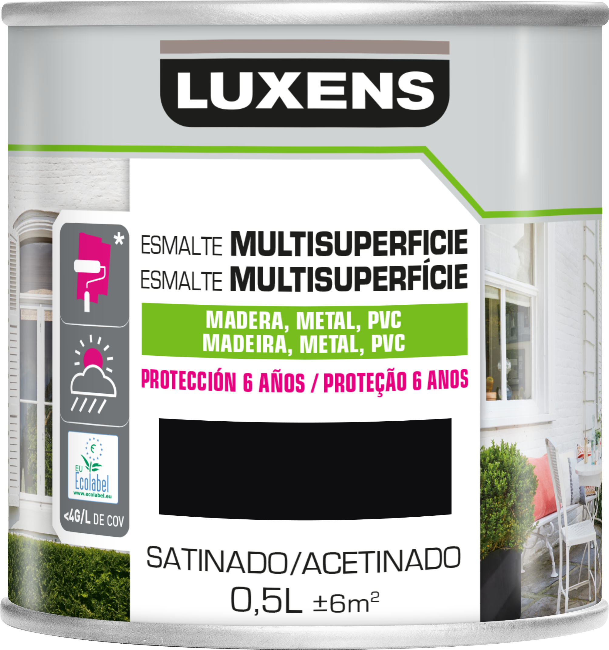 Tinta multisuperfícies LUXENS ACETINADO LUX 0.5L PRETO - 3