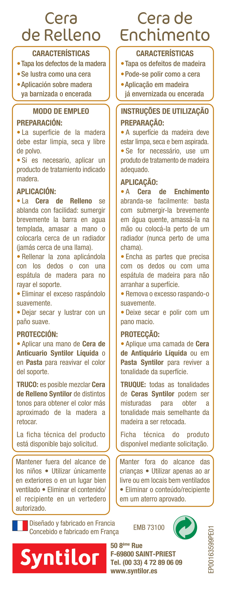 Cera relleno SYNTILOR 30 gr roble oscuro - 3