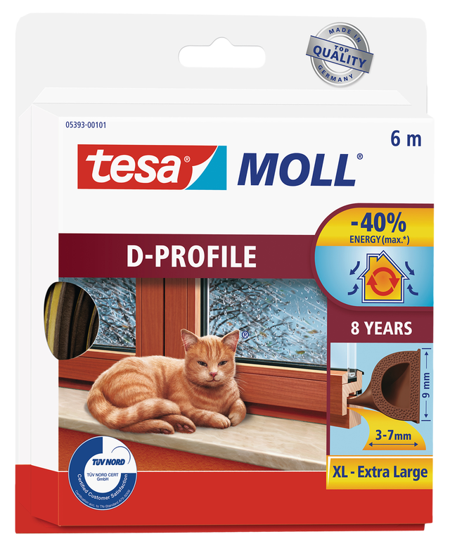 Fita de calafetagem 6M PVC CASTANHO TESA D-PROFILE