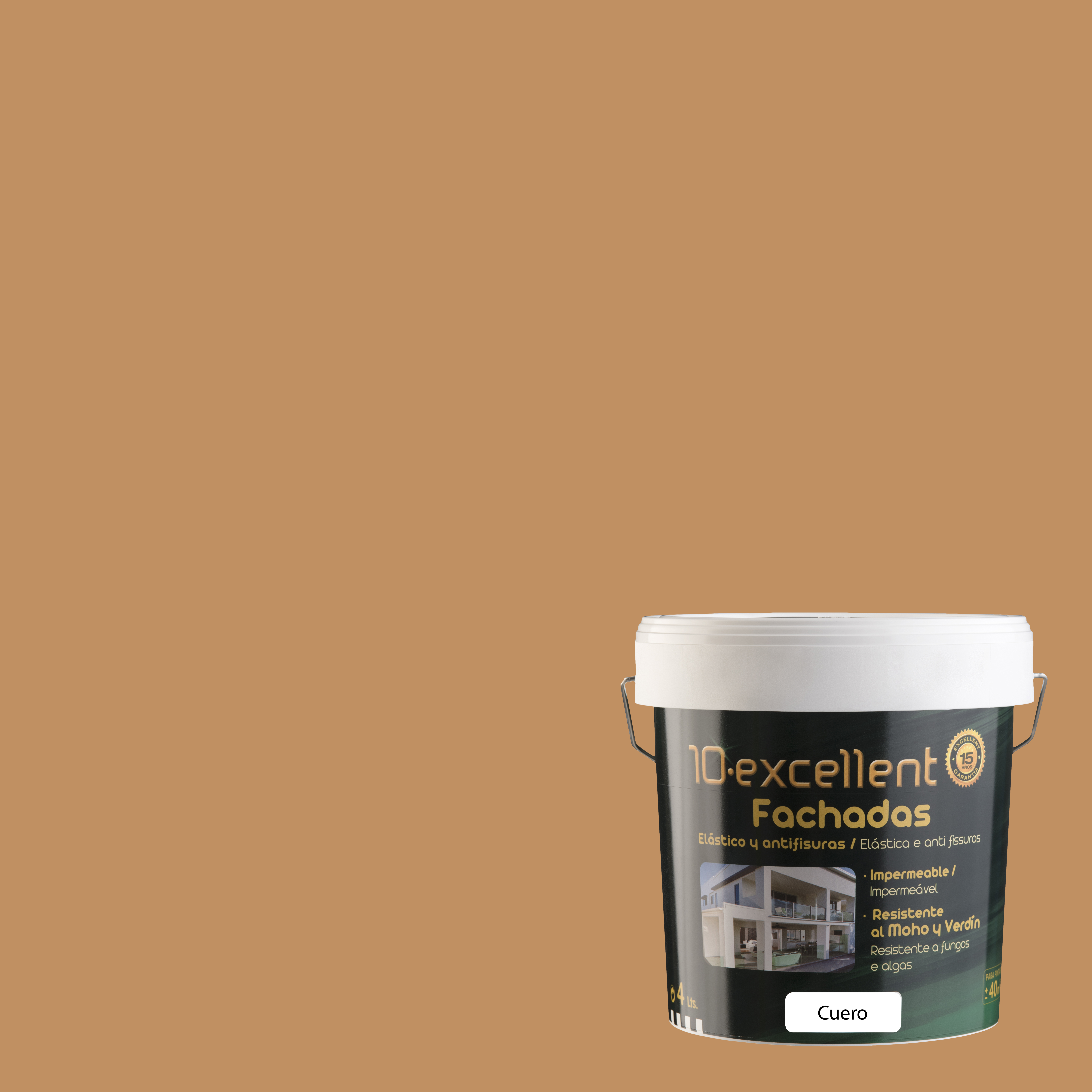 Pintura exterior color cuero para hormigón, cemento, fachada excellence mate 4l base agua