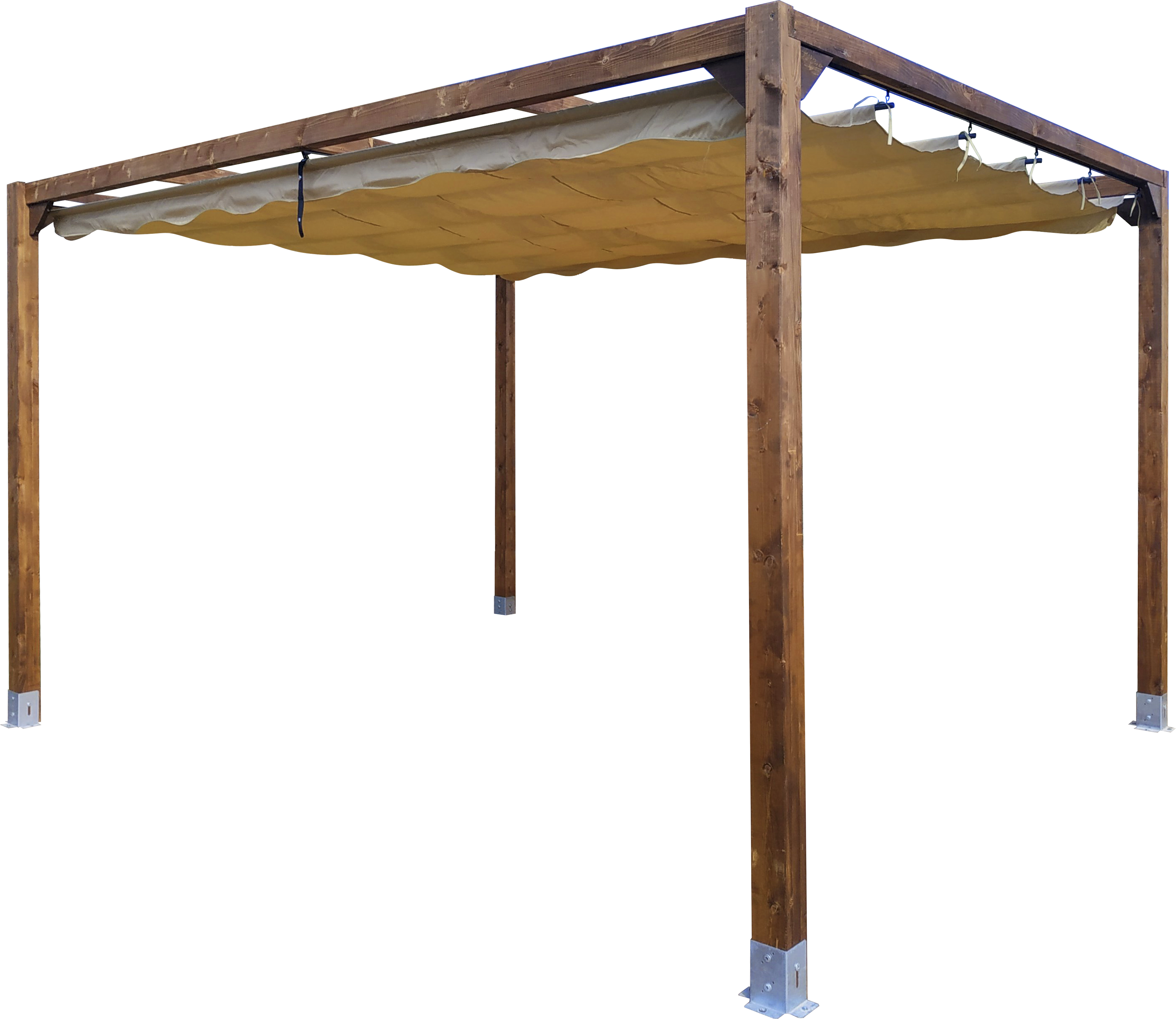 Pérgola de madera con toldo MAUSA Aneto de 400 x 300 cm marrón - 3
