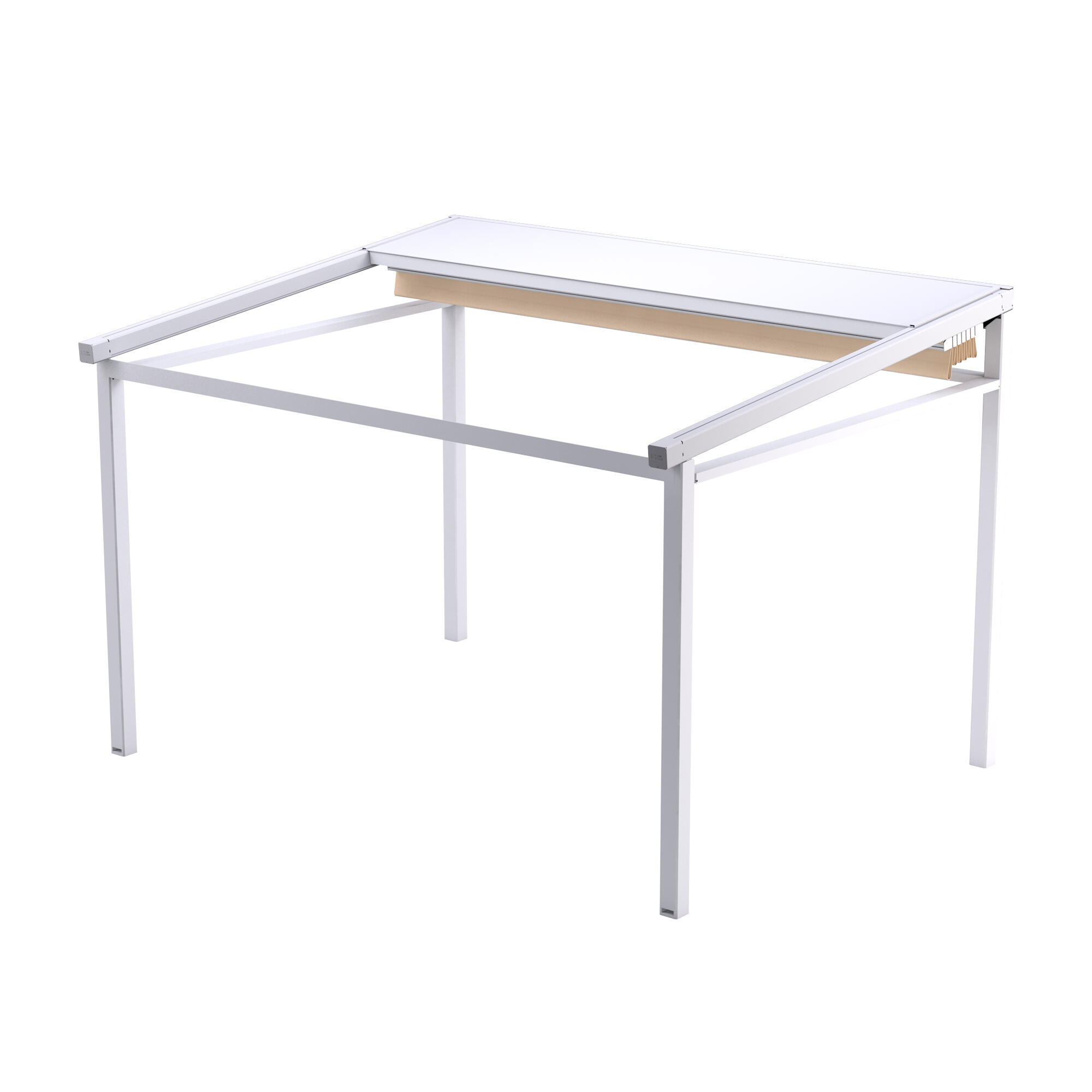 Pérgola tensada marsella 4x3 m blanca lona crema