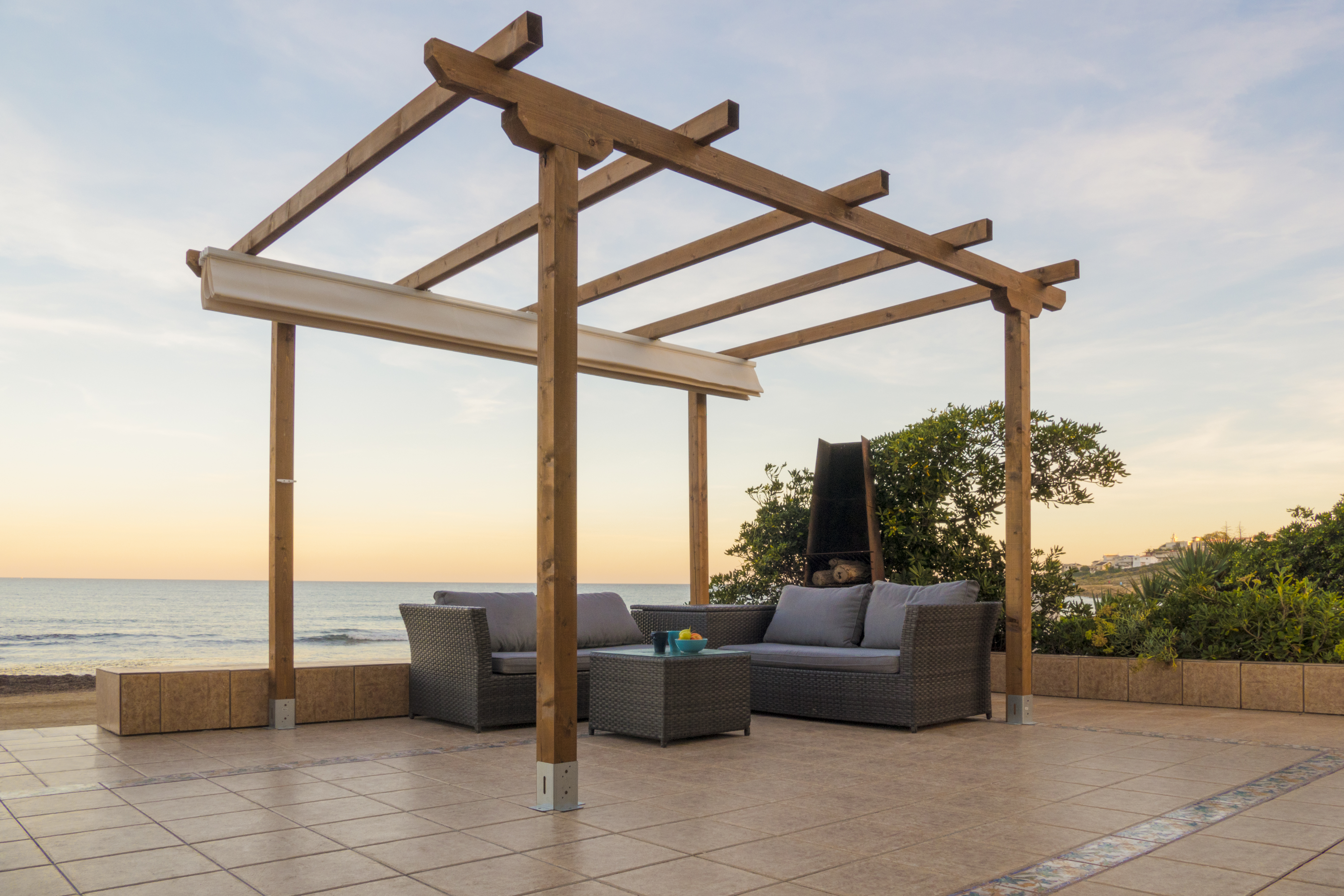 Pérgola de madera cabo de gata 400 x 300 cm marrón