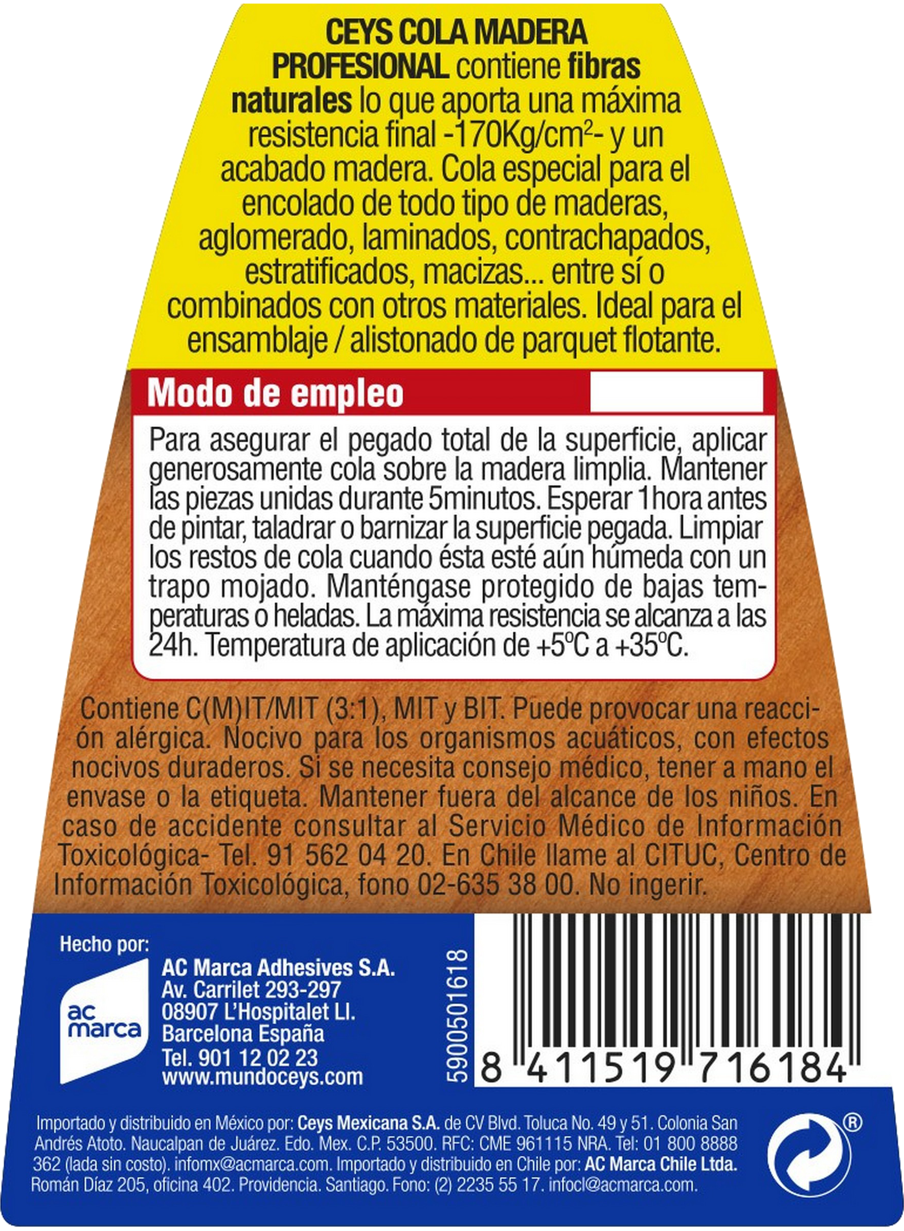 Cola branca para madeira D2 D3 500 g Ceys - 2