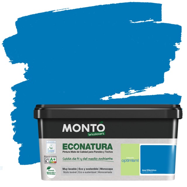 Pintura de interior Econatura MONTÓ color azul eléctrico mate 4L para paredes y techos