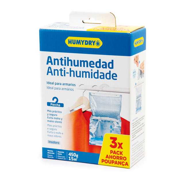 Pack 3 cabides anti-humidade 450gr neutro Humydry