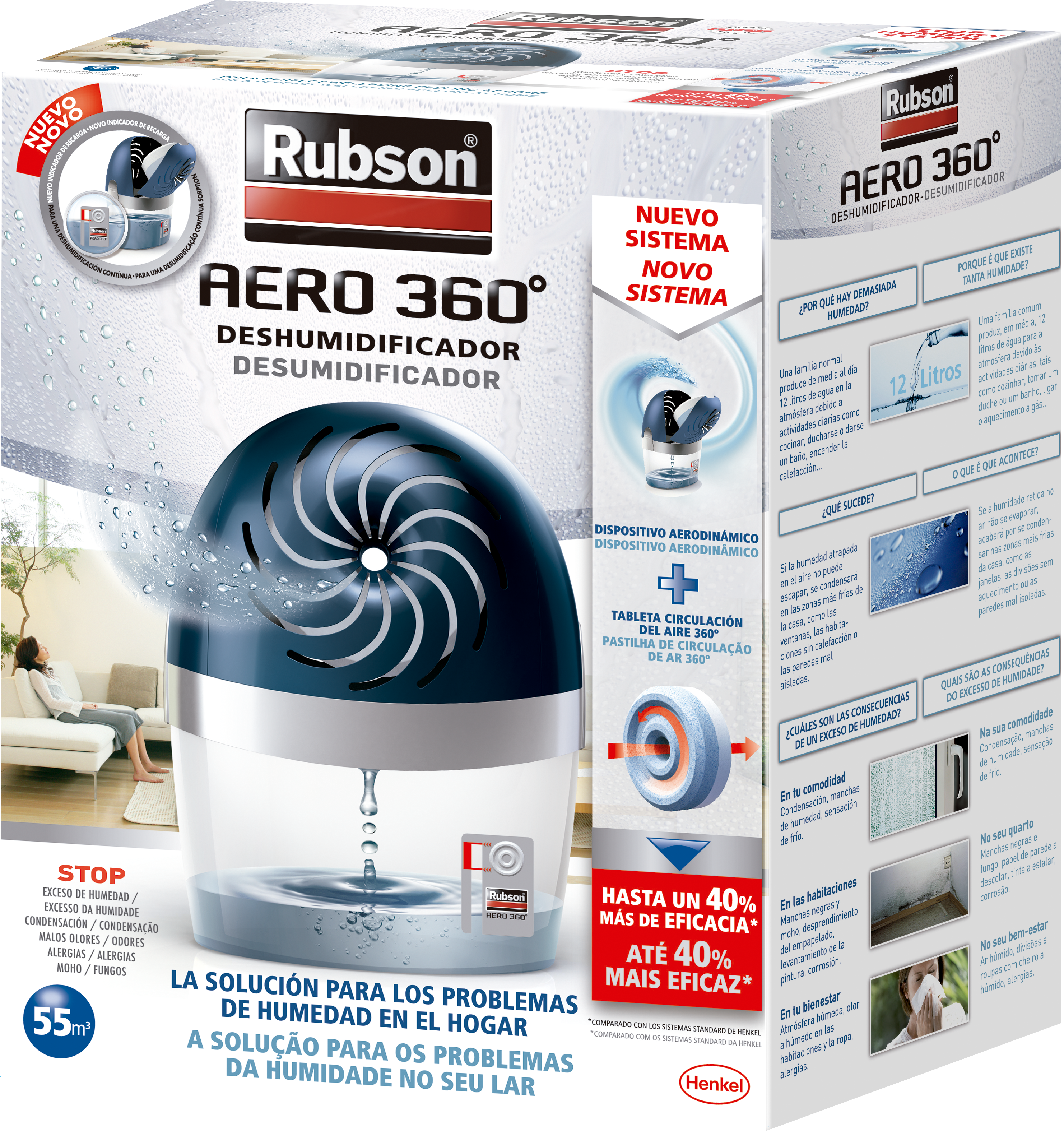 Desumidificador Rubson Aero360º com recarga 450gr neutro - 7