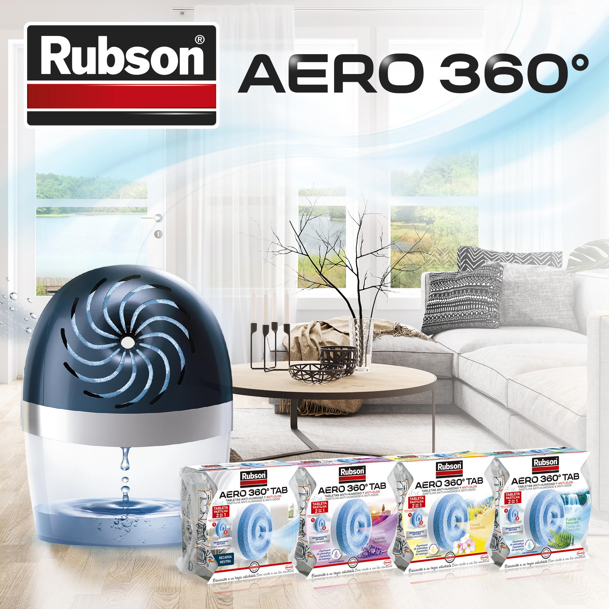 Desumidificador Rubson Aero360º com recarga 450gr neutro - 10
