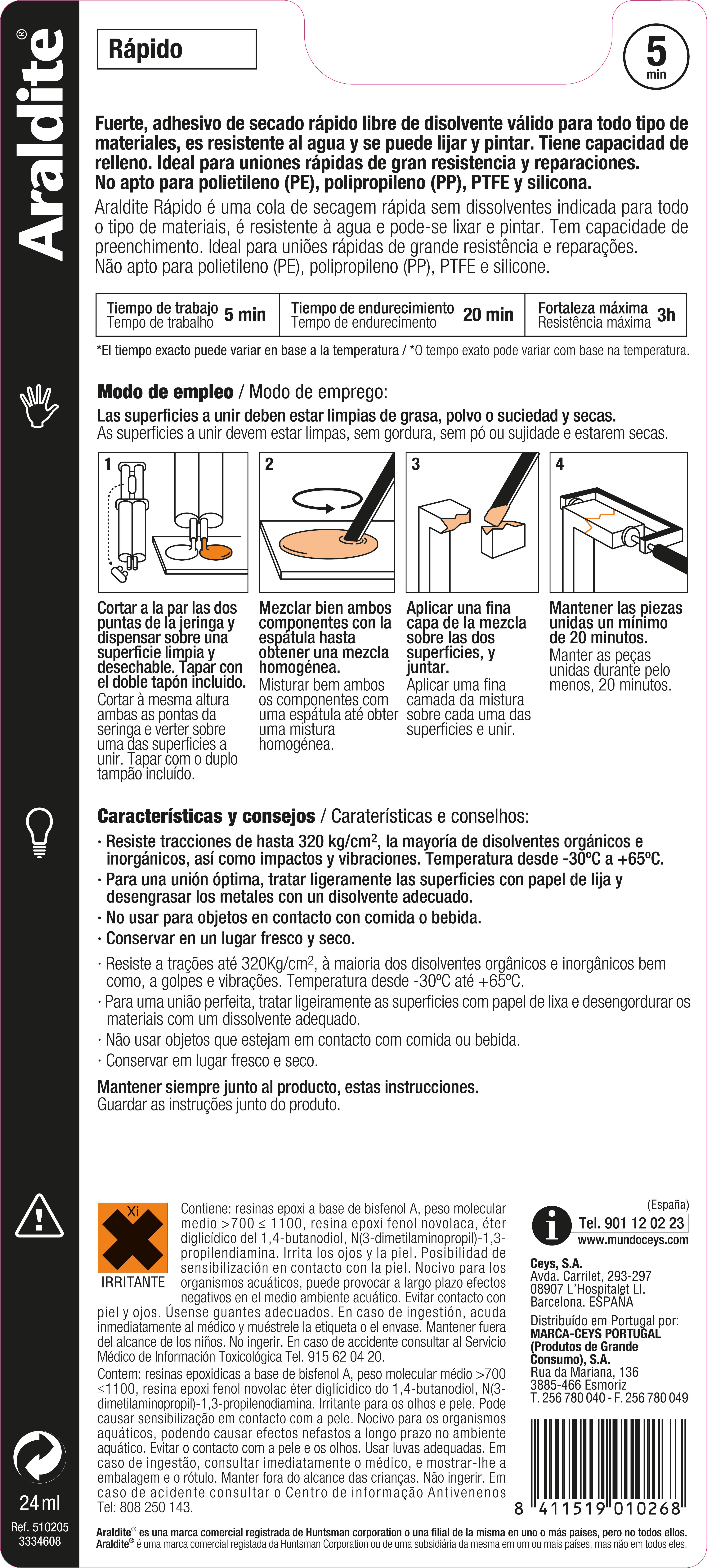 Cola epoxi rápido Araldite 24ml Ceys - 3