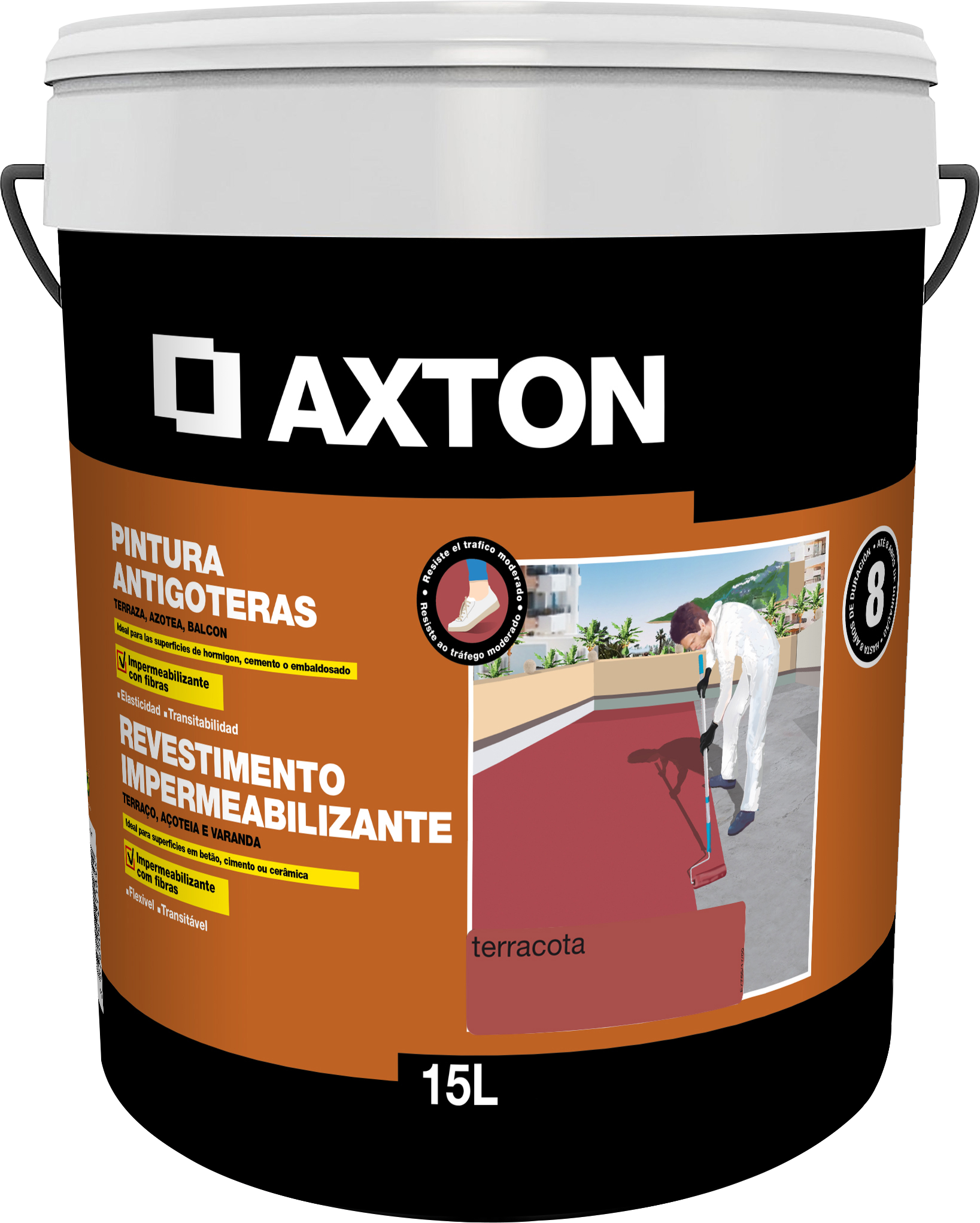 Pintura impermeabilizante AXTON 15L Terracota - 2