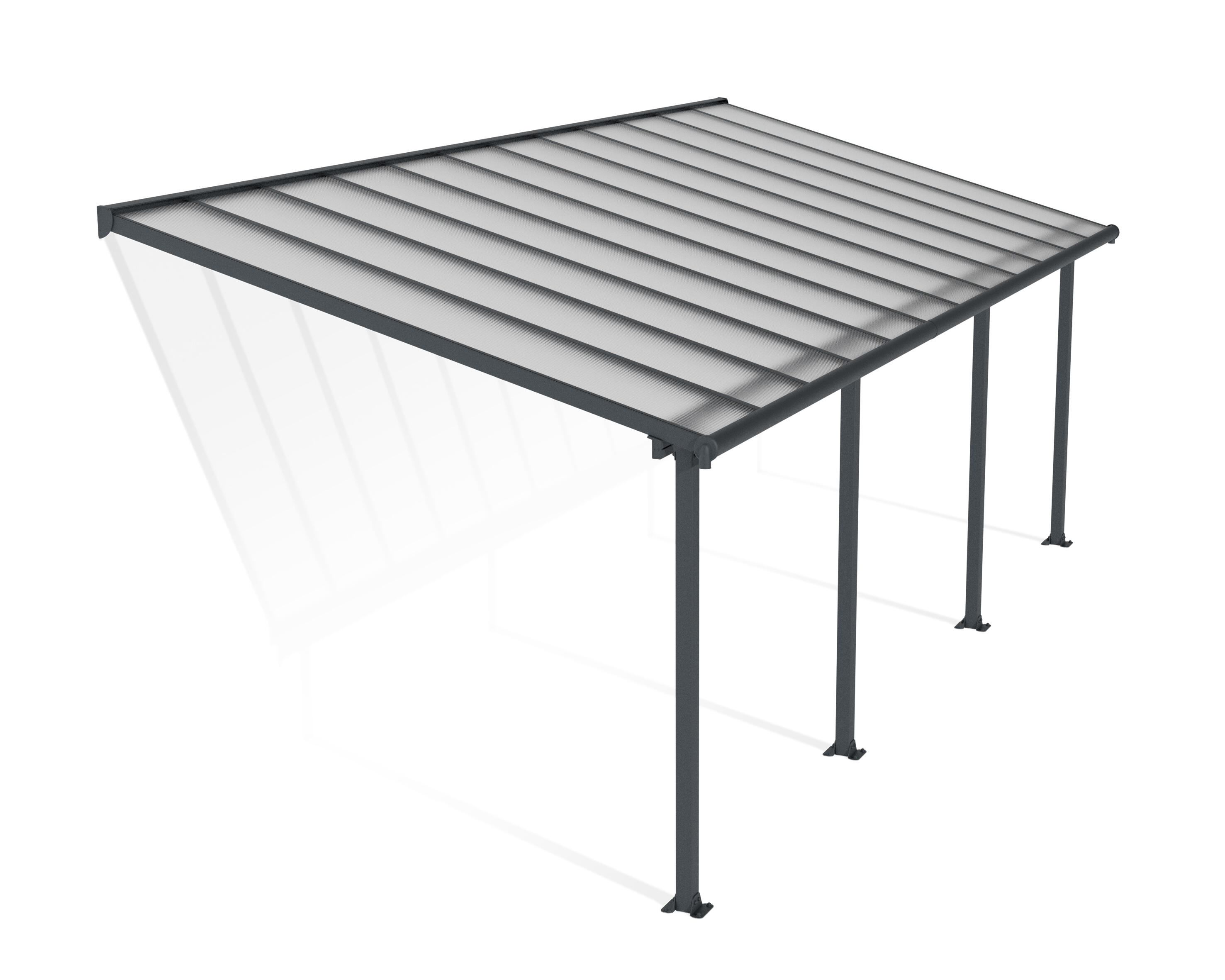 pergola de aluminio adosada canopia by palram olympia de 739 x 295 cm gris
