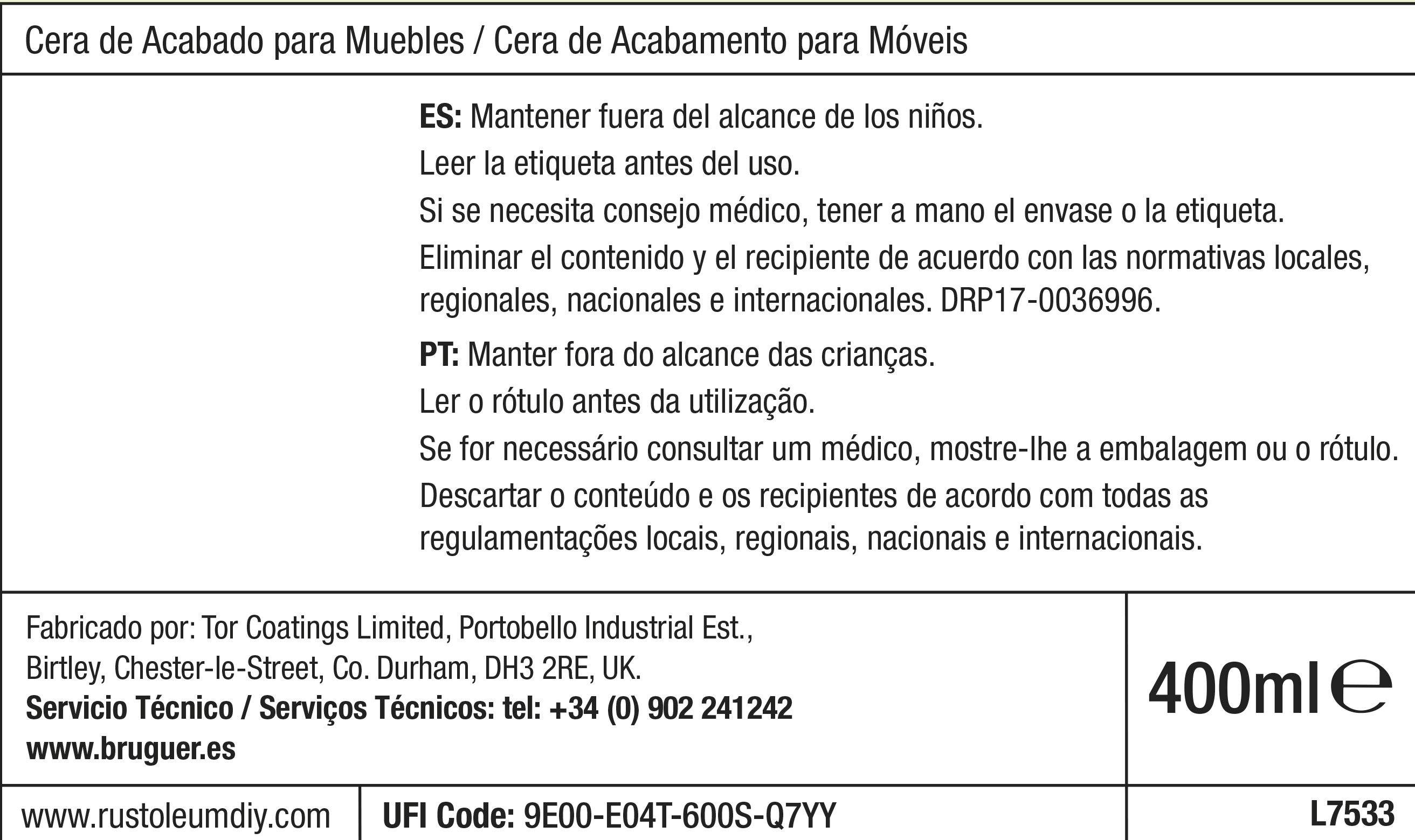 Cera chalky envelhecido para móveis 0,4L transparente Rust-Oleum - 2