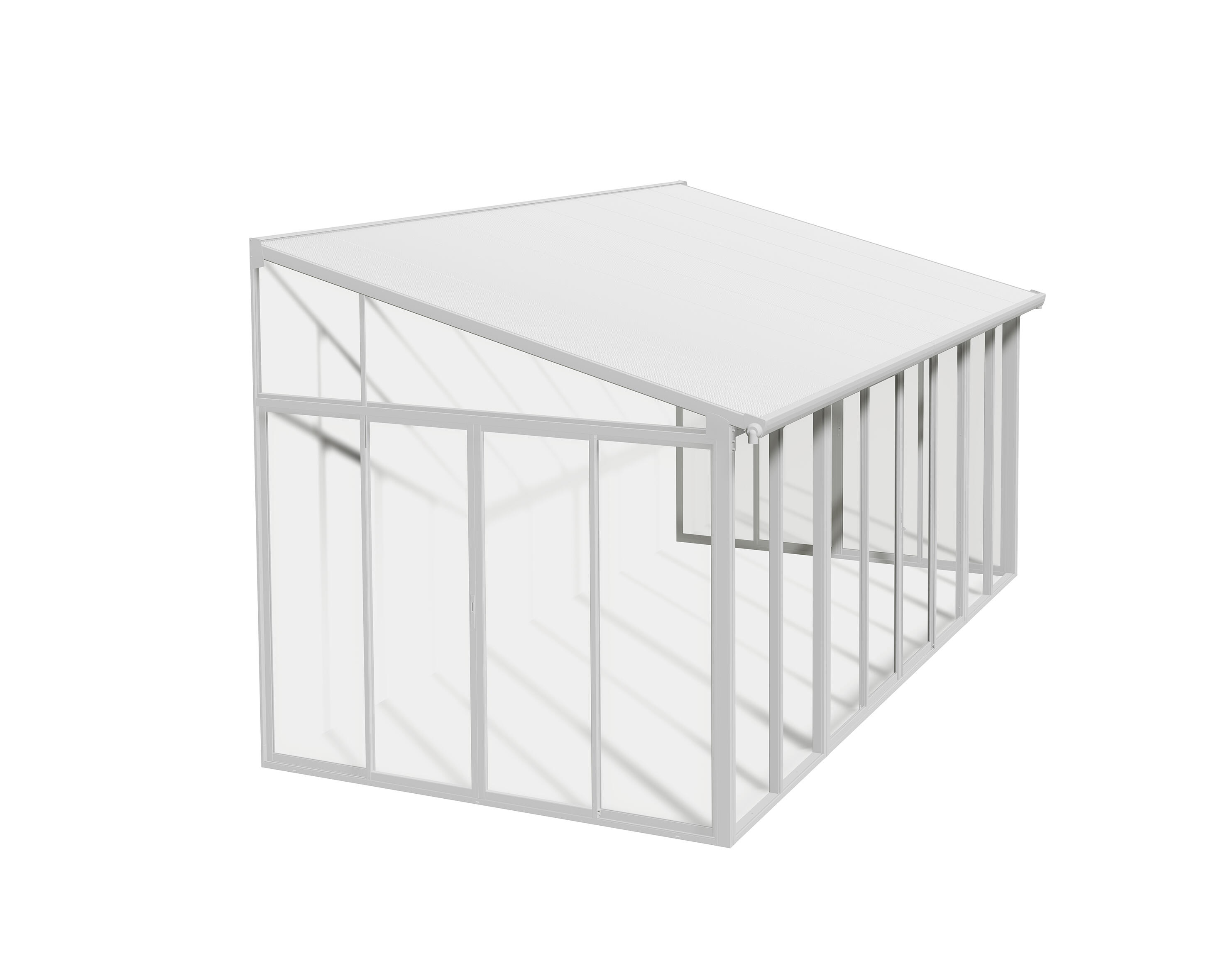 Pérgola de aluminio cerrada sanremo blanco de 294x556 cm con vidriado