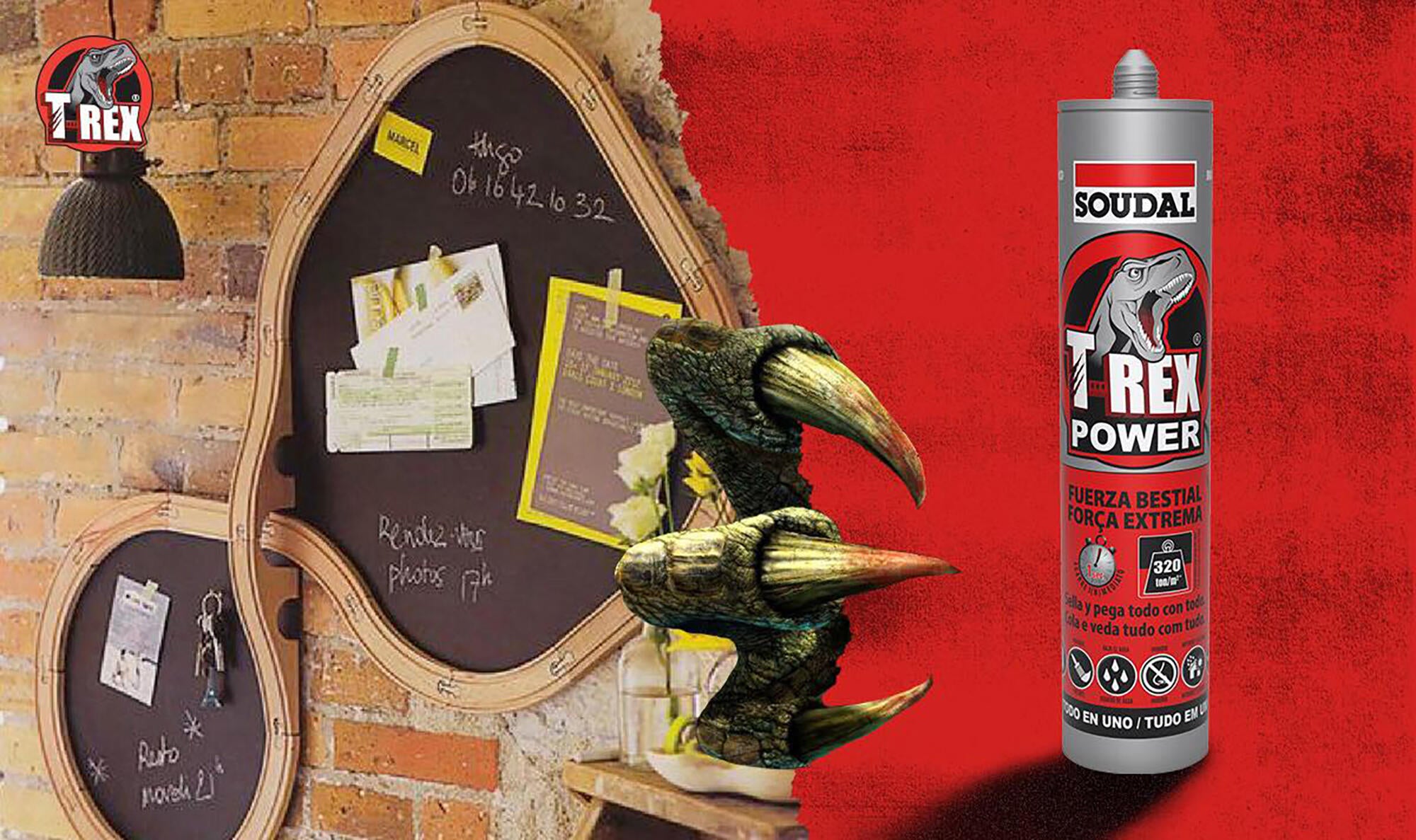 Adhesivo de montaje SOUDAL T-REX POWER 290 ml negro para madera, hormigón, aplicación con pistola, resiste a las torsiones. Para fijar un material a una superficie. - 8