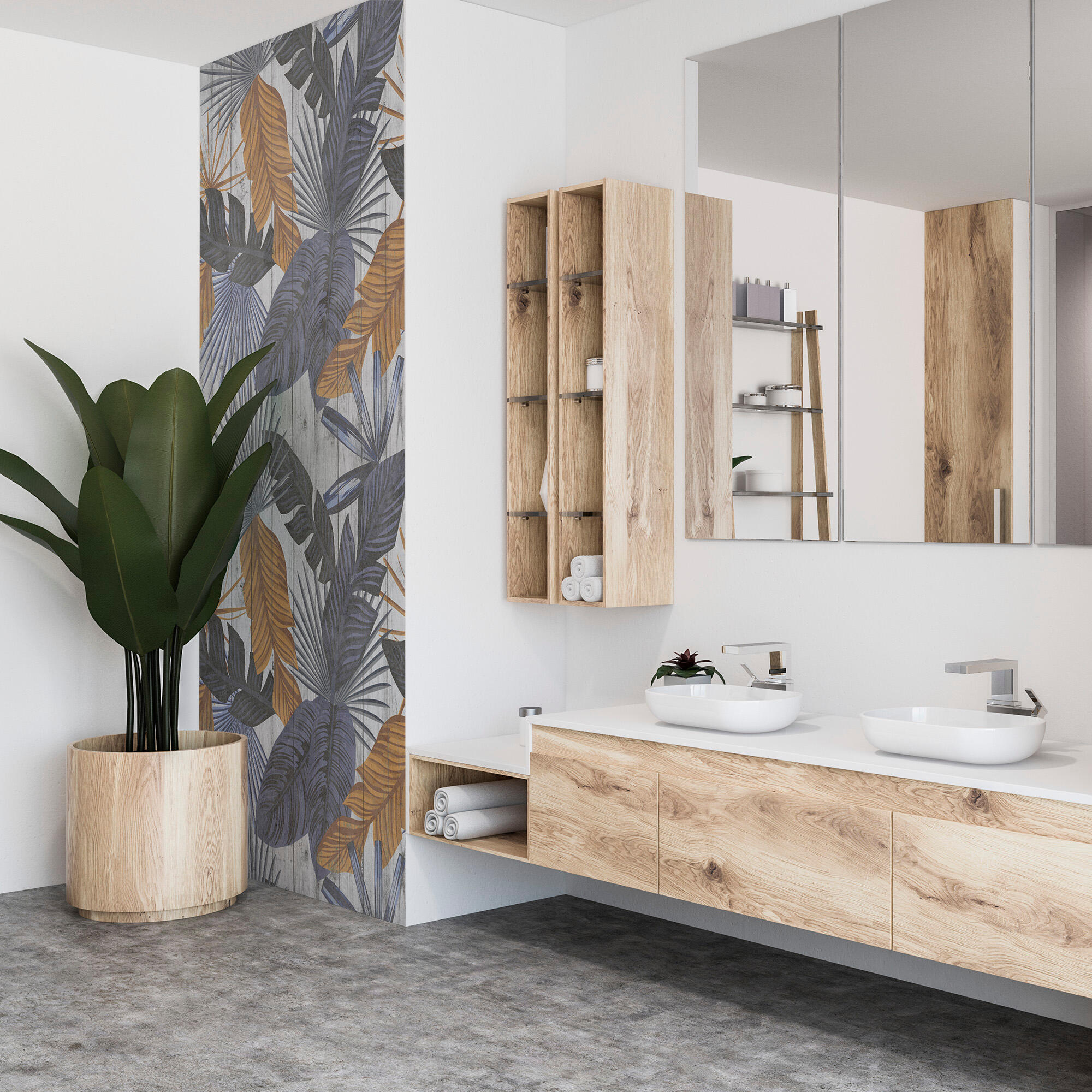 Mural adhesivo textil liso lavable naturaleza Palm Ocre multicolor 132 x 260 cm MOTIF - 2