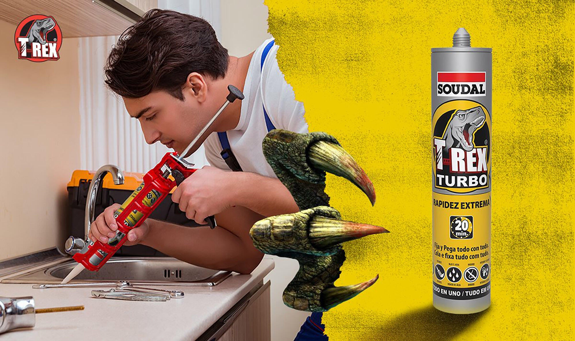 Cola e veda rapidez extrema 290 ml branco T-rex turbo - 5