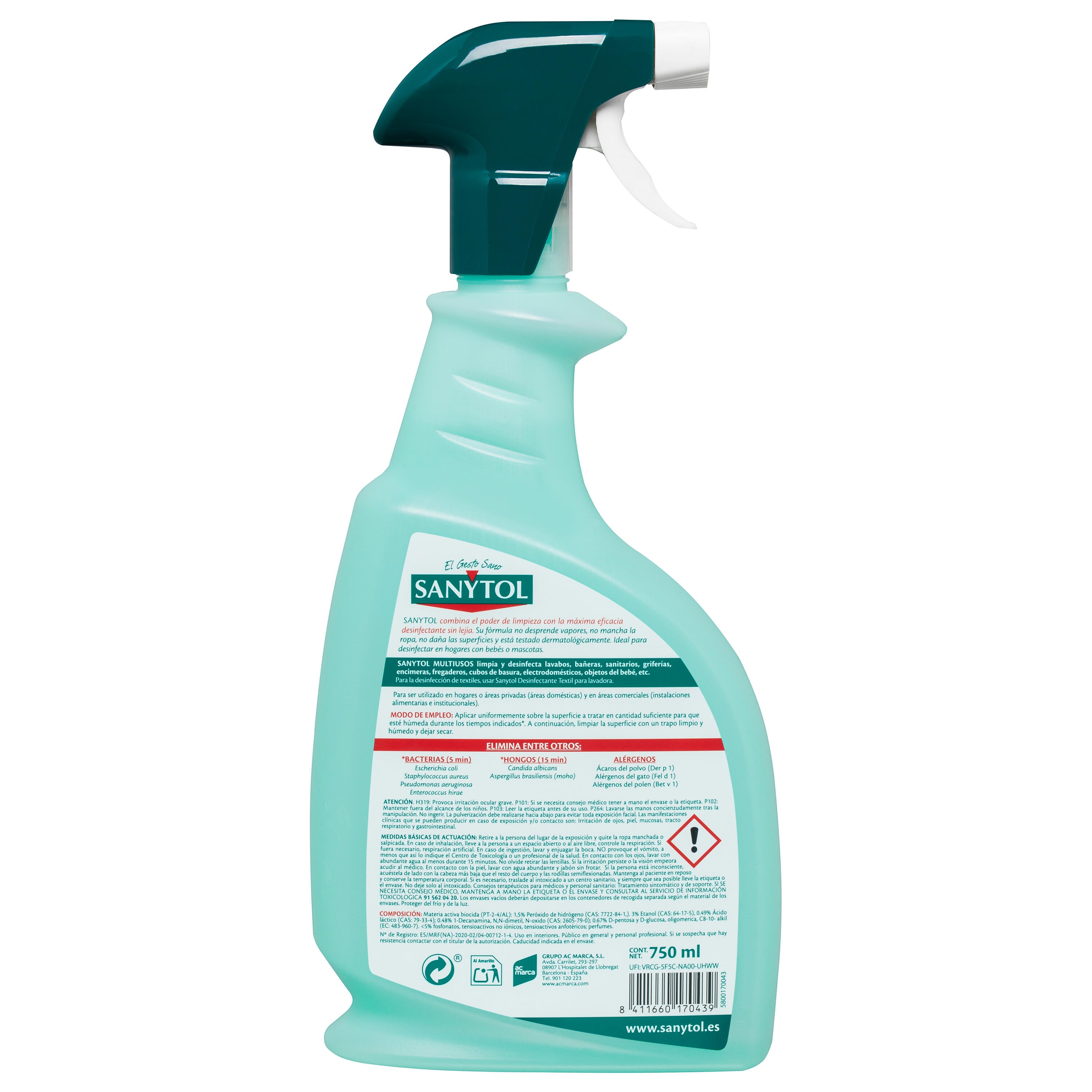 Limpiador multiusos SANYTOL 750ml manzana - 2