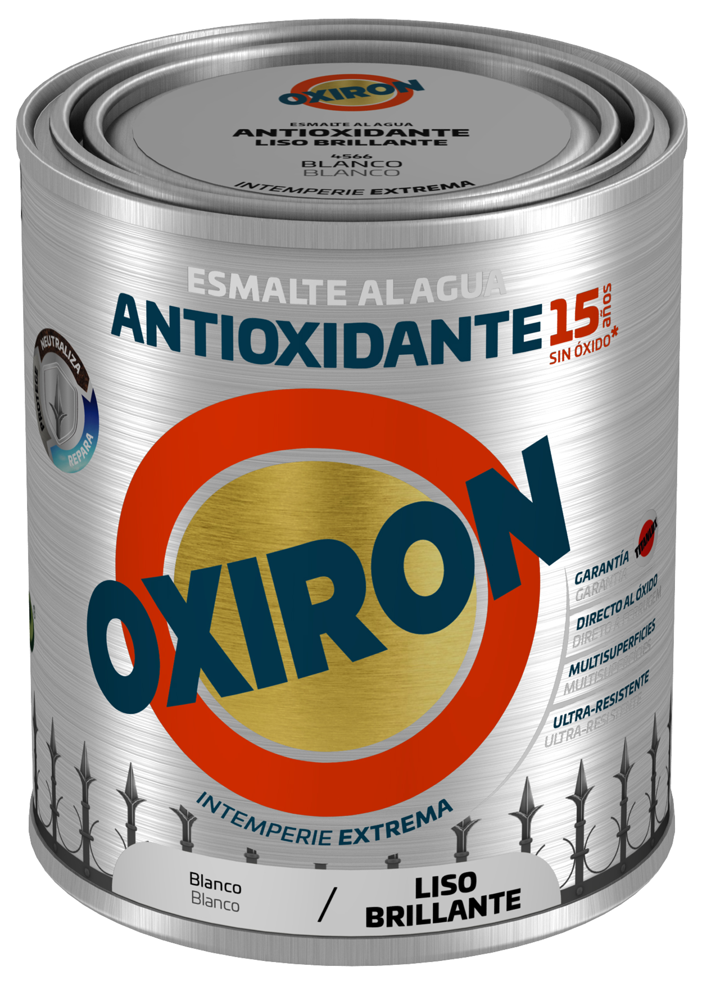 Pintura exterior color blanco para acero inoxidable, mobiliario de jardín OXIRON brillante 750ml base agua aplicación directa sobre el óxido - 2