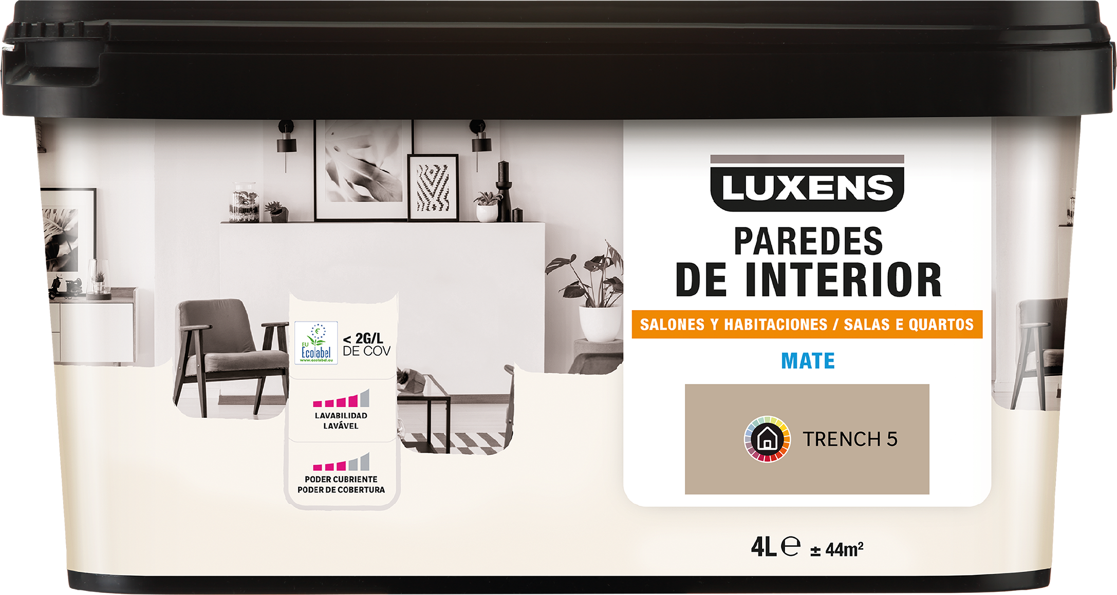 Pintura de interior salones y habitaciones LUXENS color trench 5 mate 4L para paredes y techos - 2