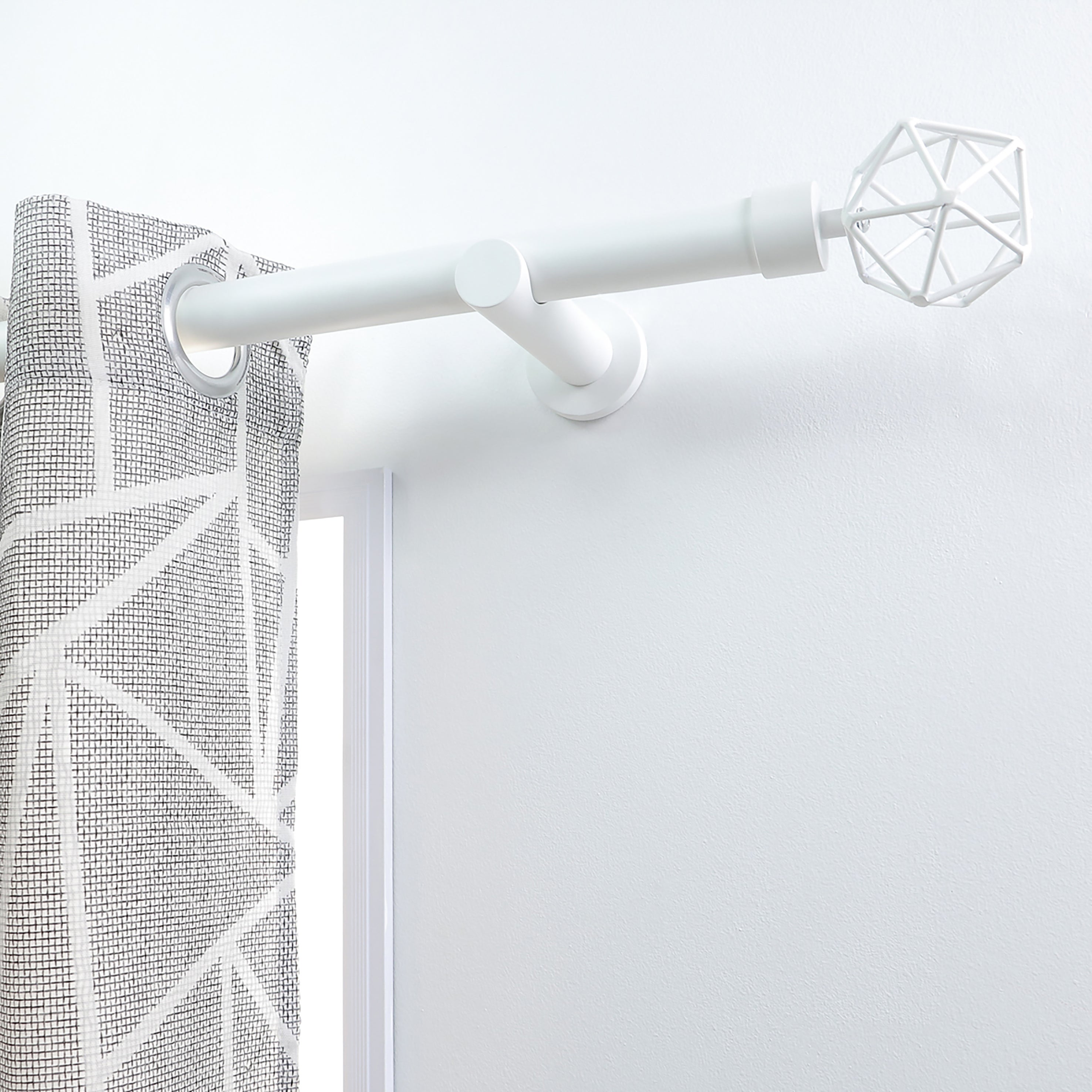 2 Terminales para barra de cortina Geométrico Nature MOBOIS acero blanco mate para barra diámetro 28 mm - 2