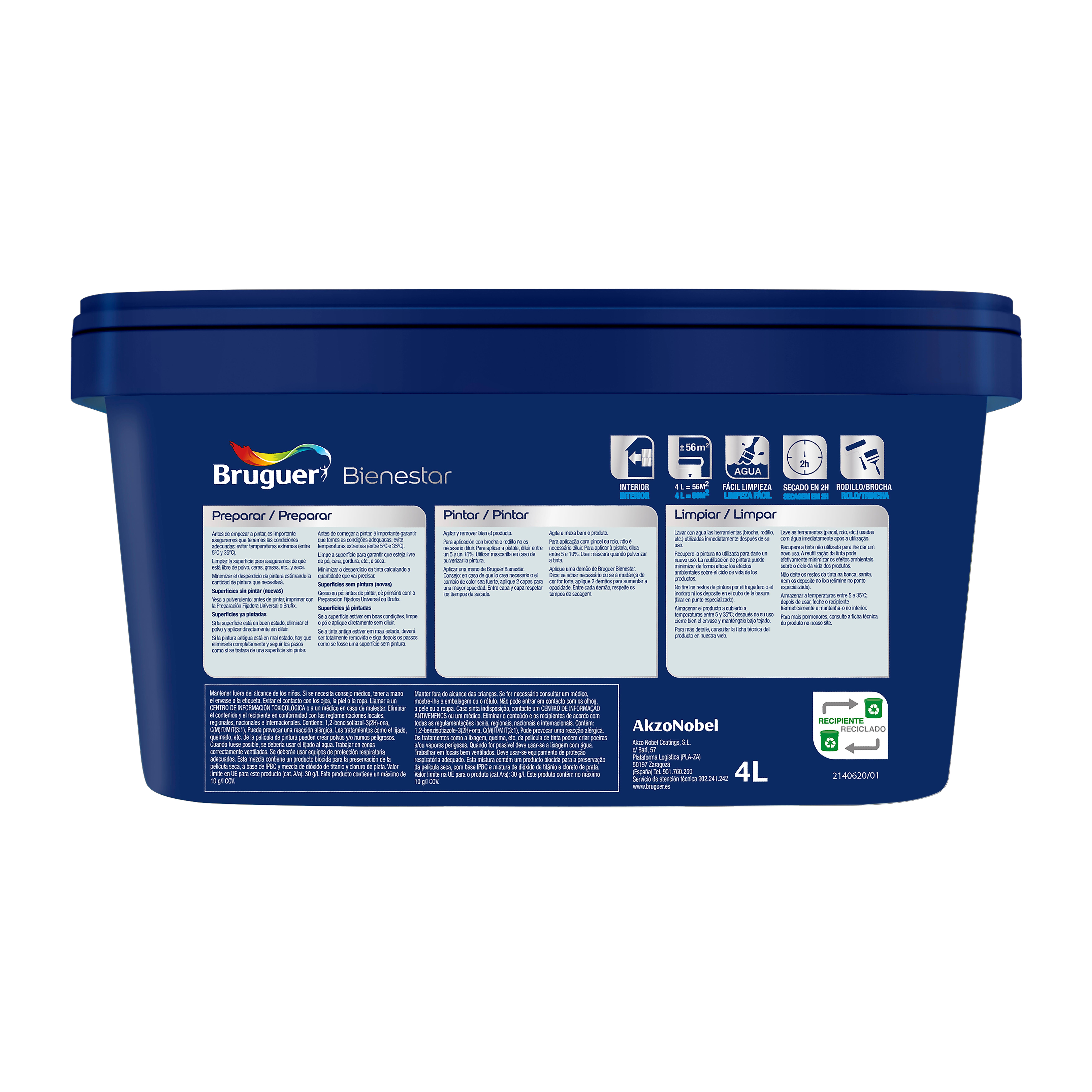 Pintura de interior Bienestar BRUGUER color gris suave mate 4L para paredes y techos - 7
