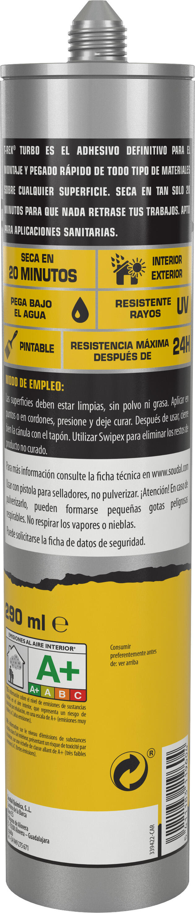 Cola e veda rapidez extrema 290 ml branco T-rex turbo - 3