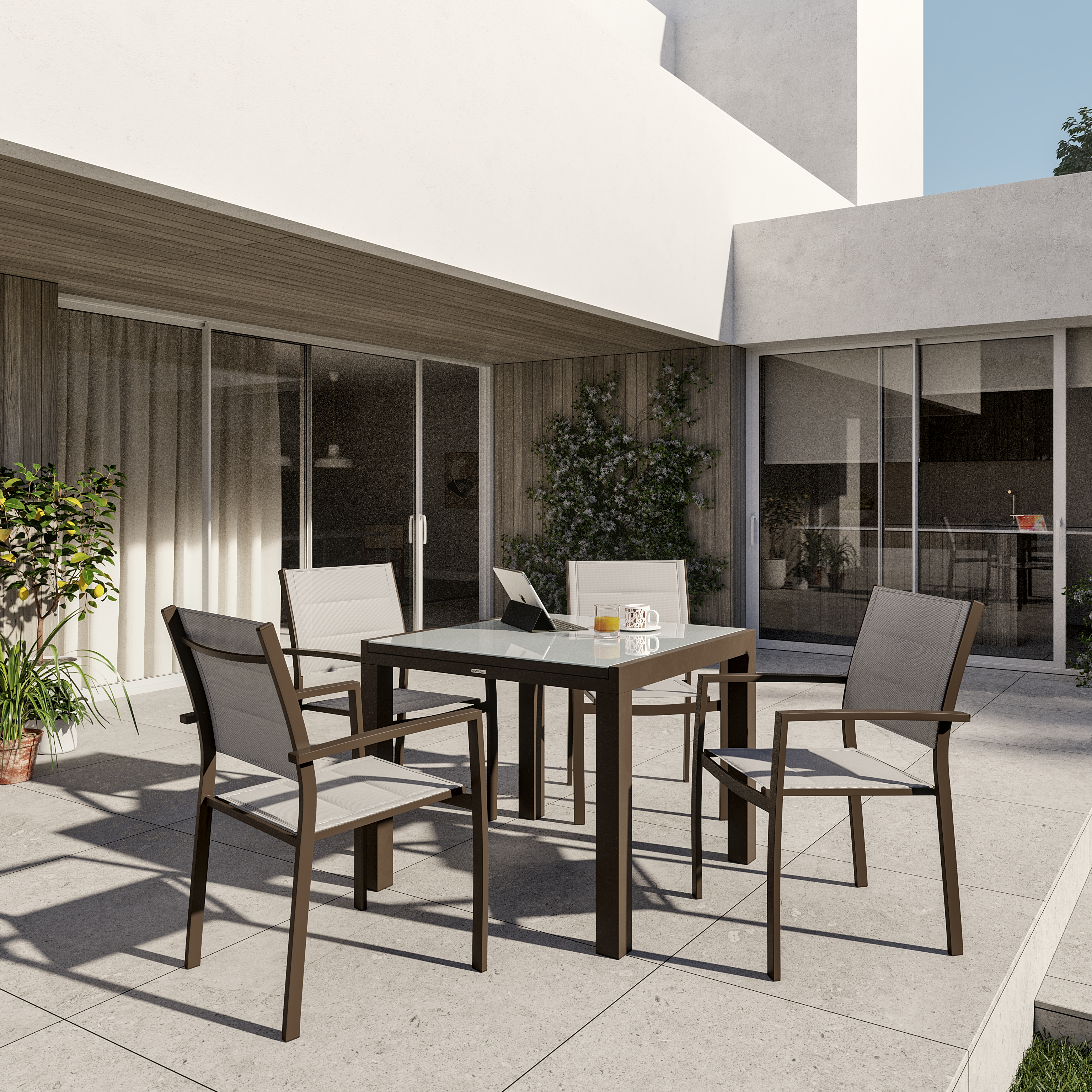 Mesa de alumínio NATERIAL LYRA II 90/160X90CM MOKA - 20