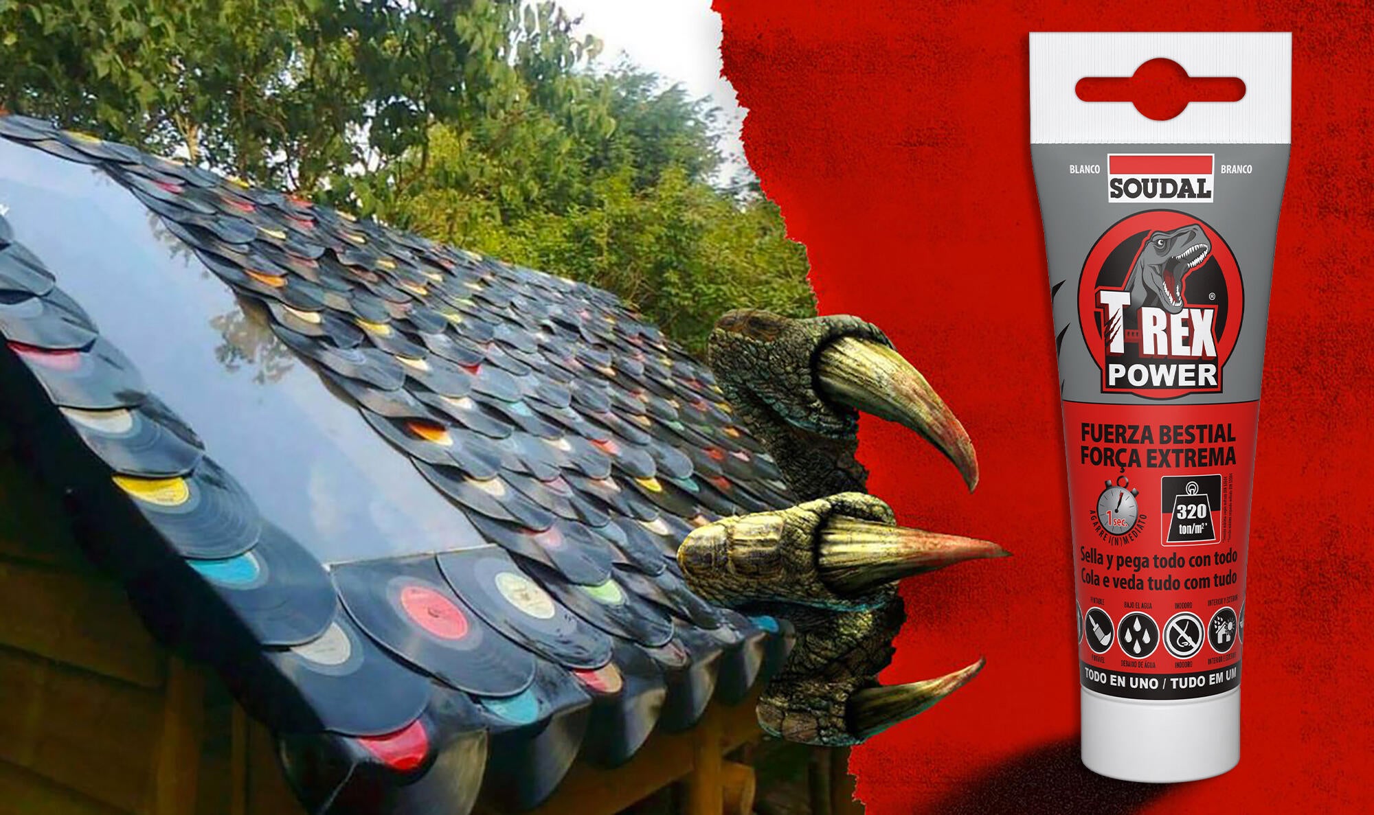 Adhesivo de montaje SOUDAL T-REX POWER 125ml blanco para madera, hormigón, resiste a las torsiones, aplicación con pistola. Para fijar un material a una superficie. - 3