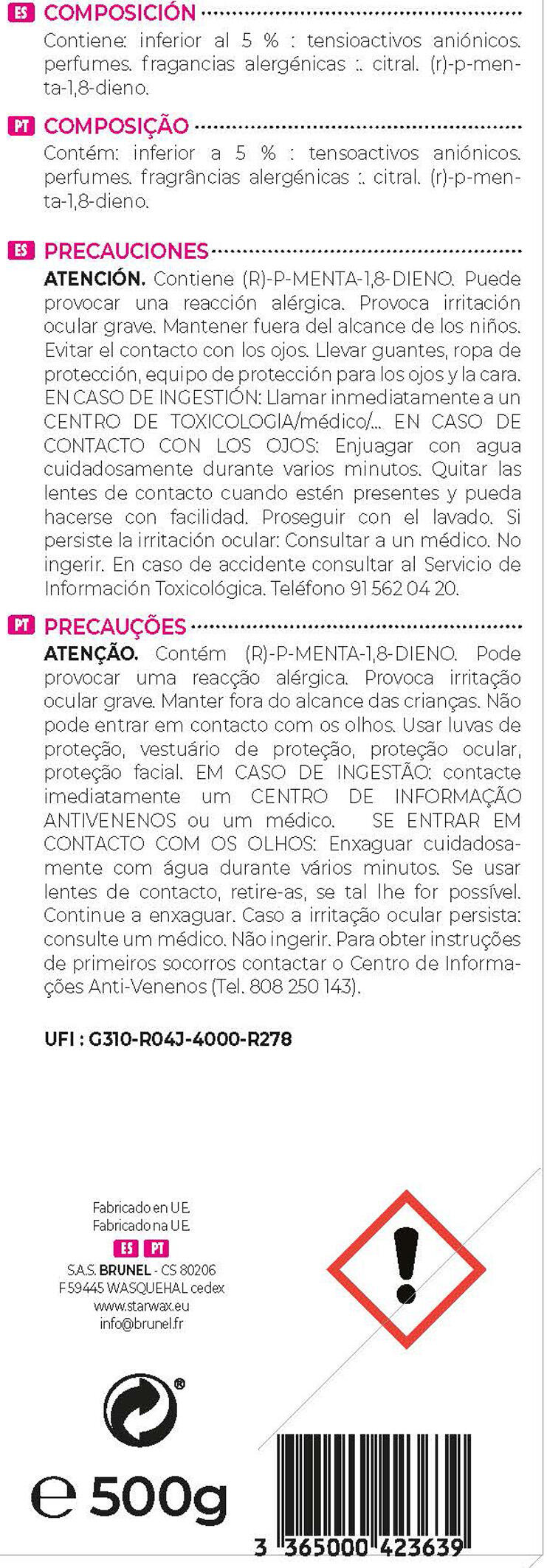 Limpa tapetes e alcatifas a seco STARWAX 500G - 4