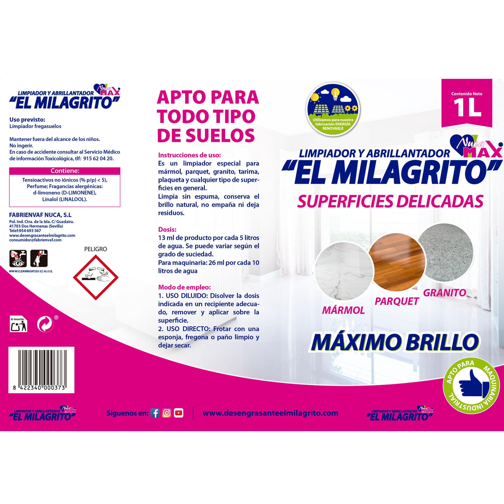 Limpiador abrillantador todo tipo de suelos MILAGRITO 1 litro - 2