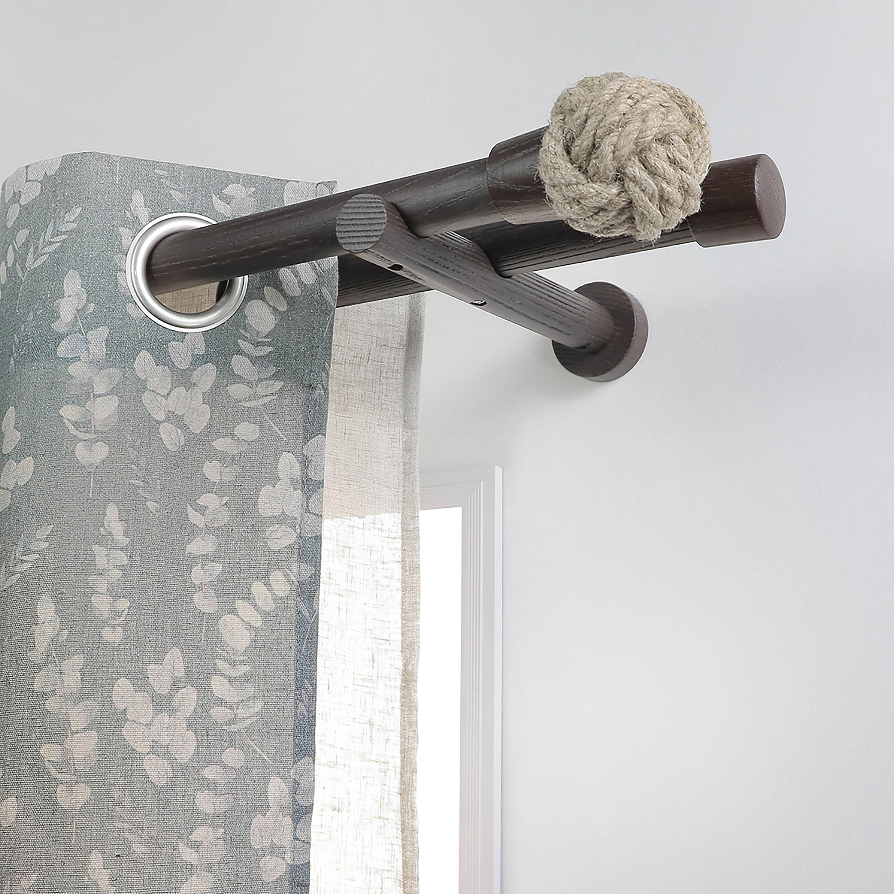 1 Soporte a pared para 2 barras diámetro 28 mm Bohème MOBOIS madera fijo 13-22 cm - 3
