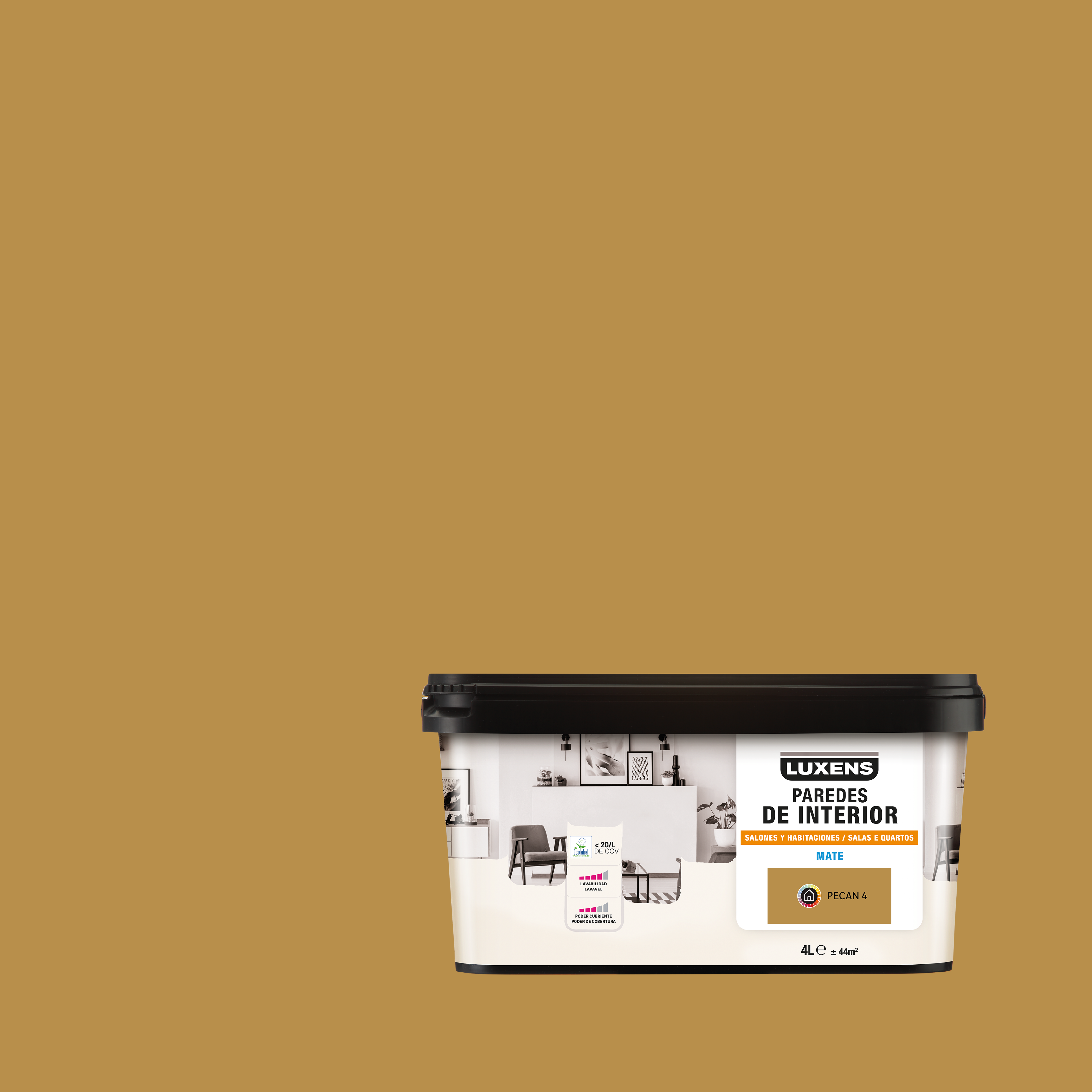 Pintura de interior salones y habitaciones LUXENS color pecan 4 mate 4L para paredes y techos - 10