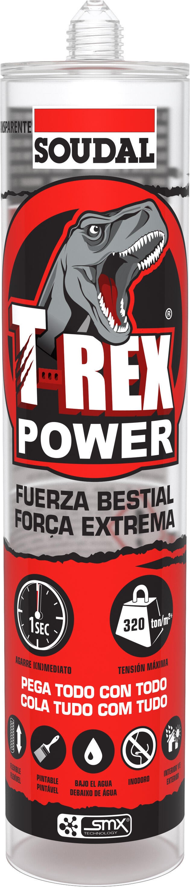 Cola e veda força extrema 290 ml transparente T-rex Power