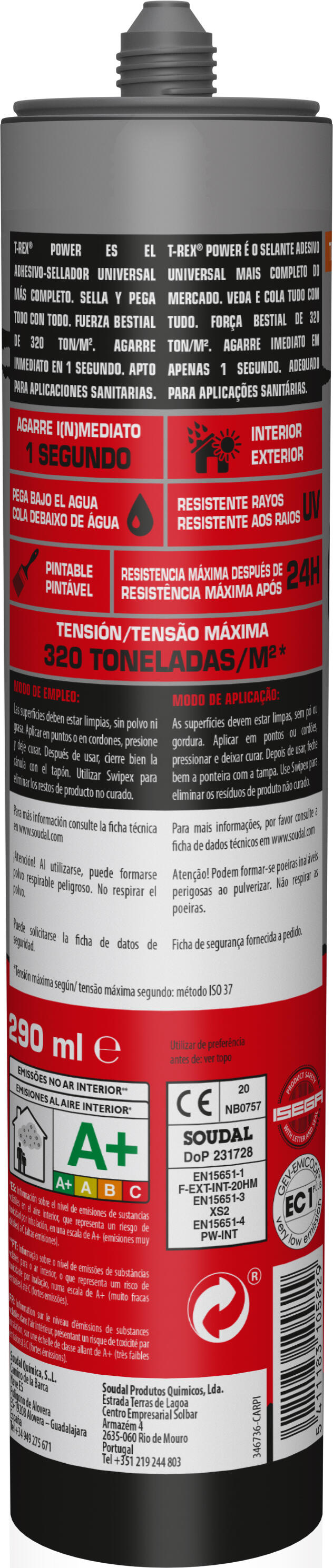 Adhesivo sellador T-REX POWER 290ml terracota - 5