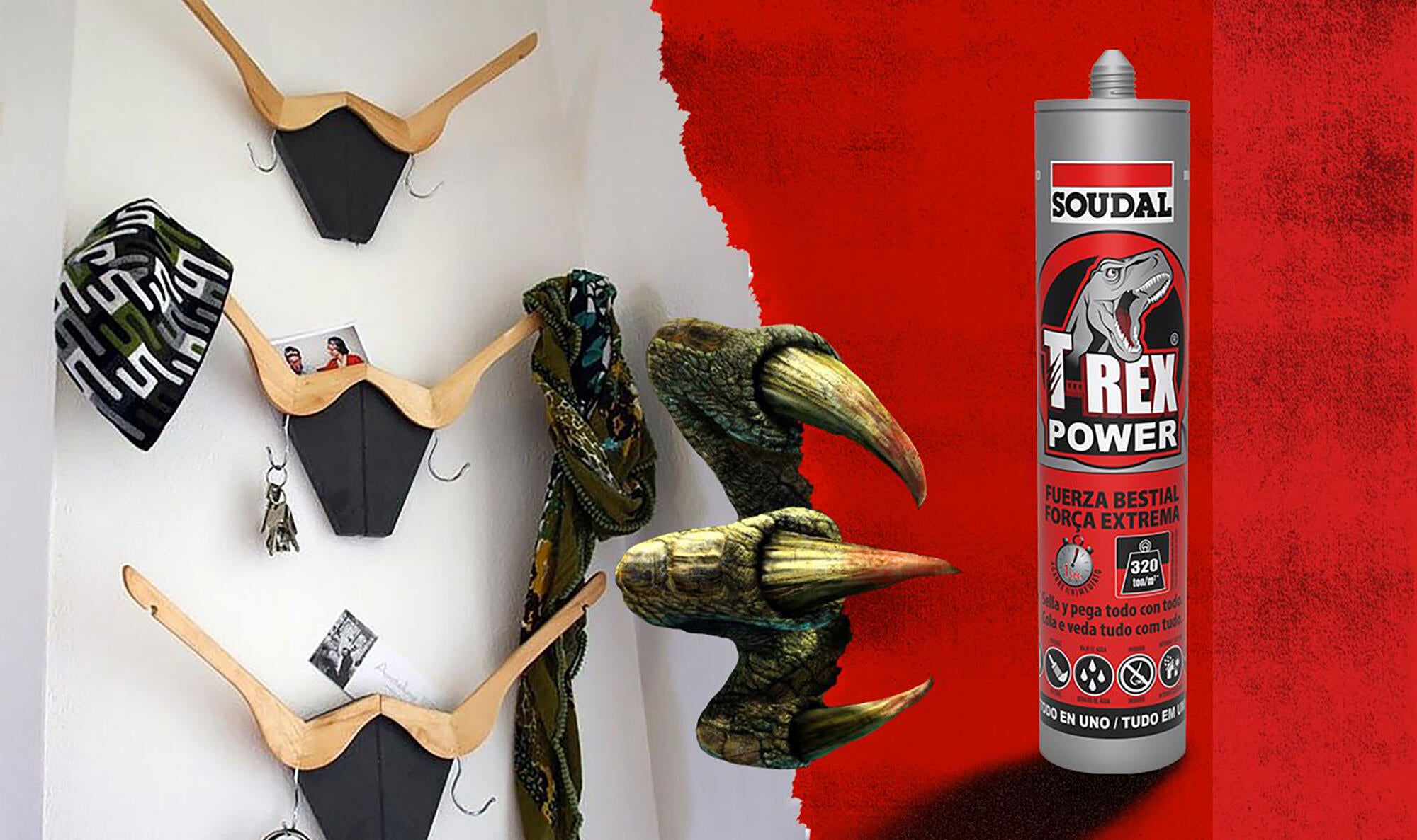 Adhesivo de montaje SOUDAL T-REX POWER 290 ml gris para madera, hormigón, resiste a las torsiones, aplicación con pistola. Para fijar un material a una superficie. - 5