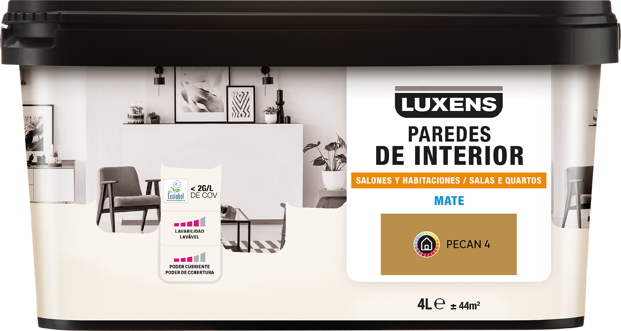 Pintura de interior salones y habitaciones LUXENS color pecan 4 mate 4L para paredes y techos - 2