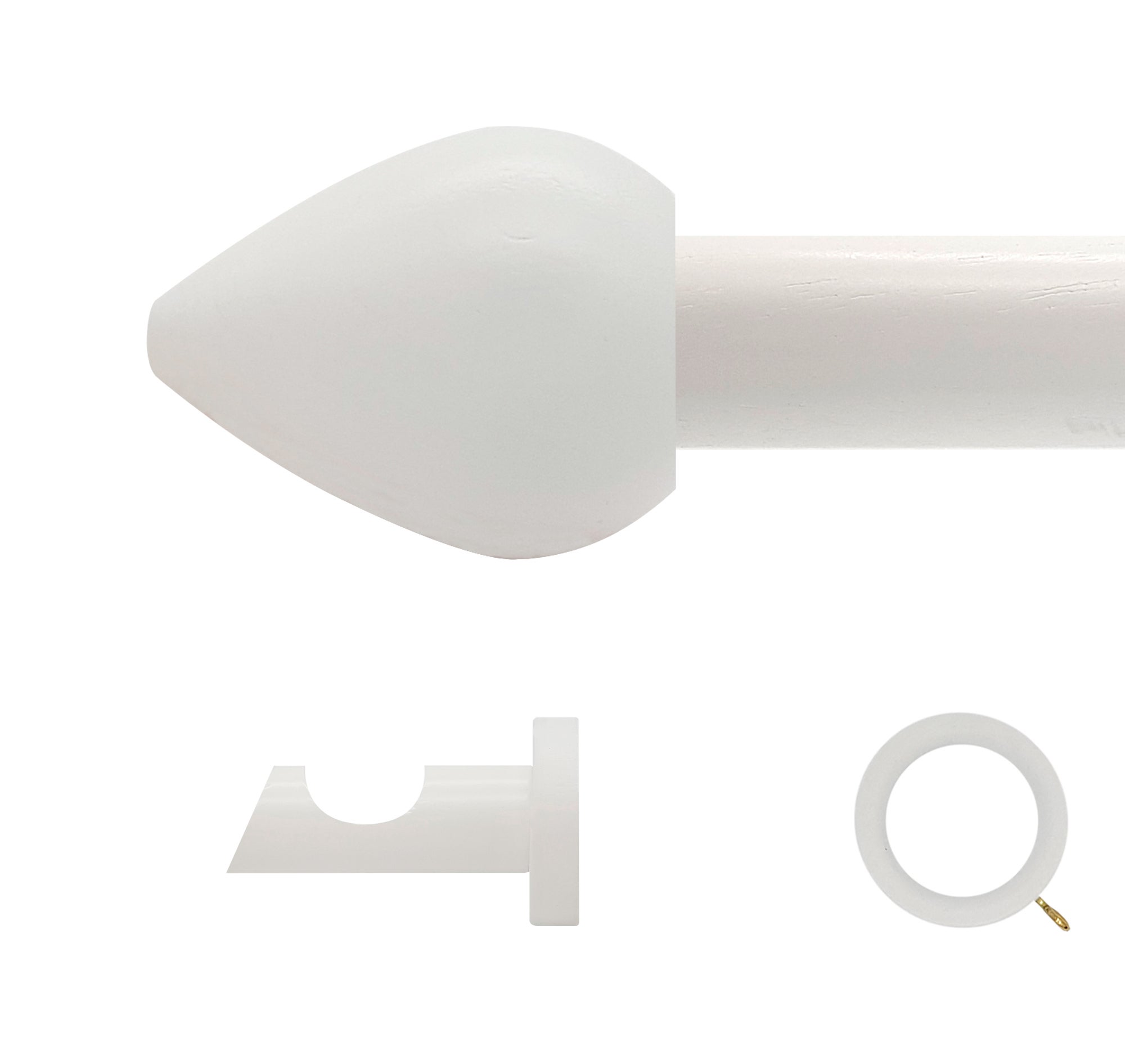 Kit barra madera ø 20mm seta blanco 200cm c/anillas pared