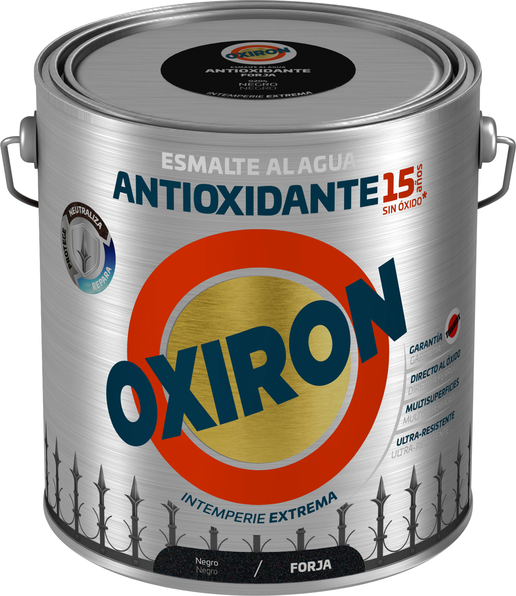 Pintura exterior color negro para acero inoxidable, mobiliario de jardín OXIRON brillante 2.5L base agua aplicación directa sobre el óxido - 2