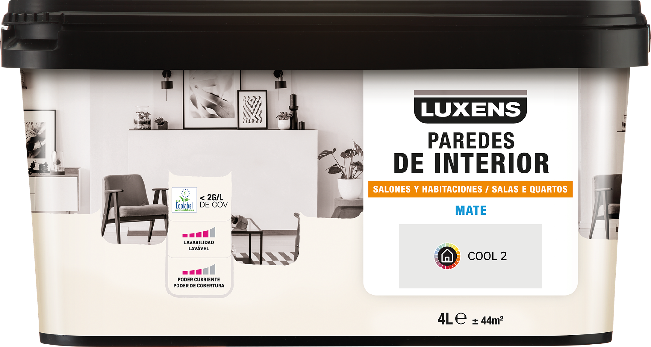 Tinta de interior decorativa LUXENS MATE 4L COOL 2 - 3
