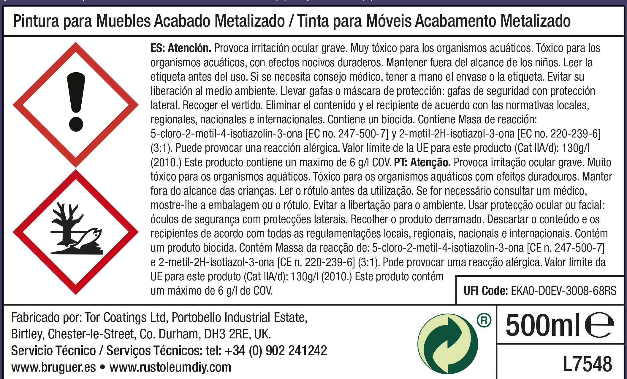 Tinta para móveis METALIZADA 0.5L OURO - 3