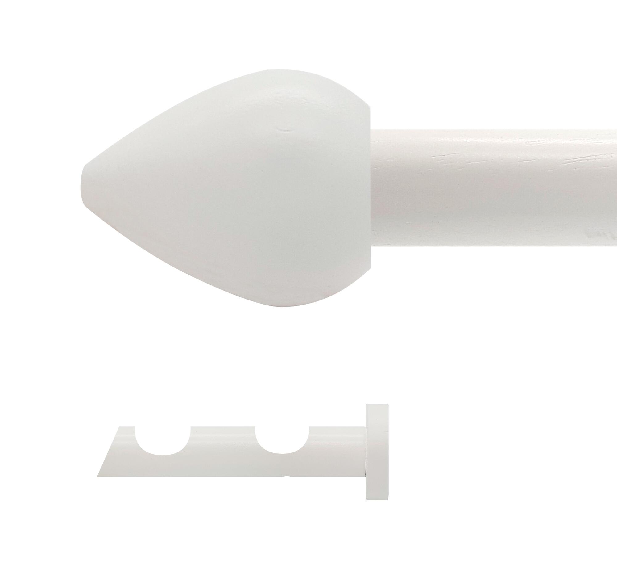 Kit 2 barras madera ø 28mm seta blanco 250cm s/anillas pared