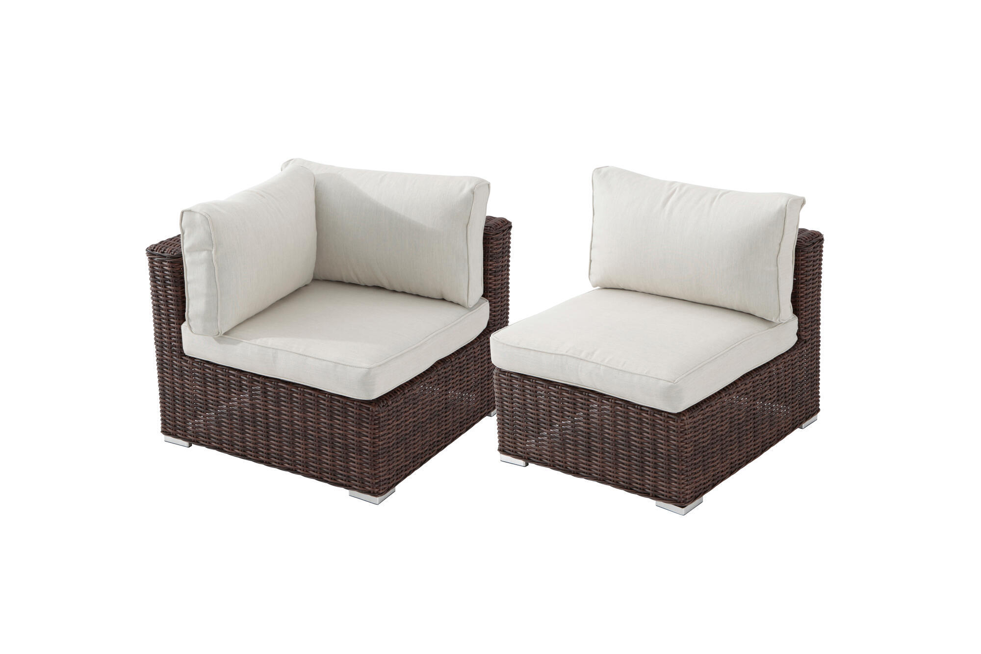 Esquinero+sillón exterior aluminio y ratán costa rica chocolate parte conjunto