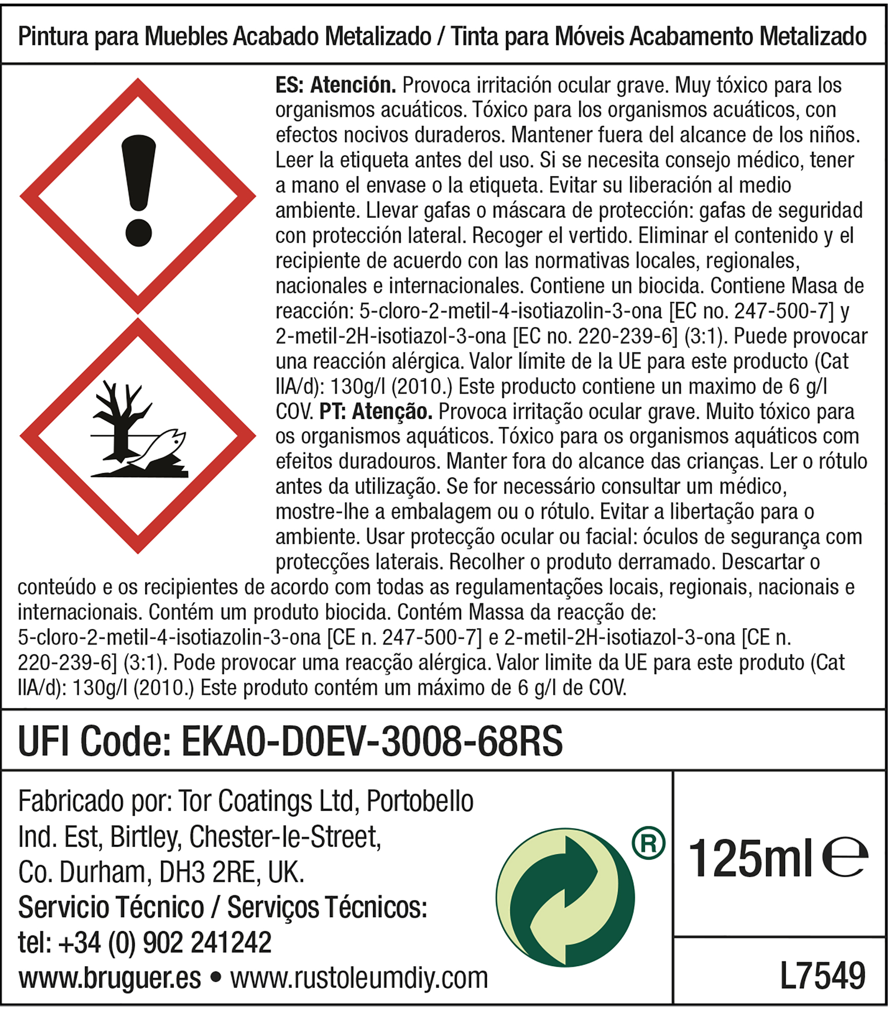 Pintura para muebles efecto metalizado RUST-OLEUM 125 ml plata - 3