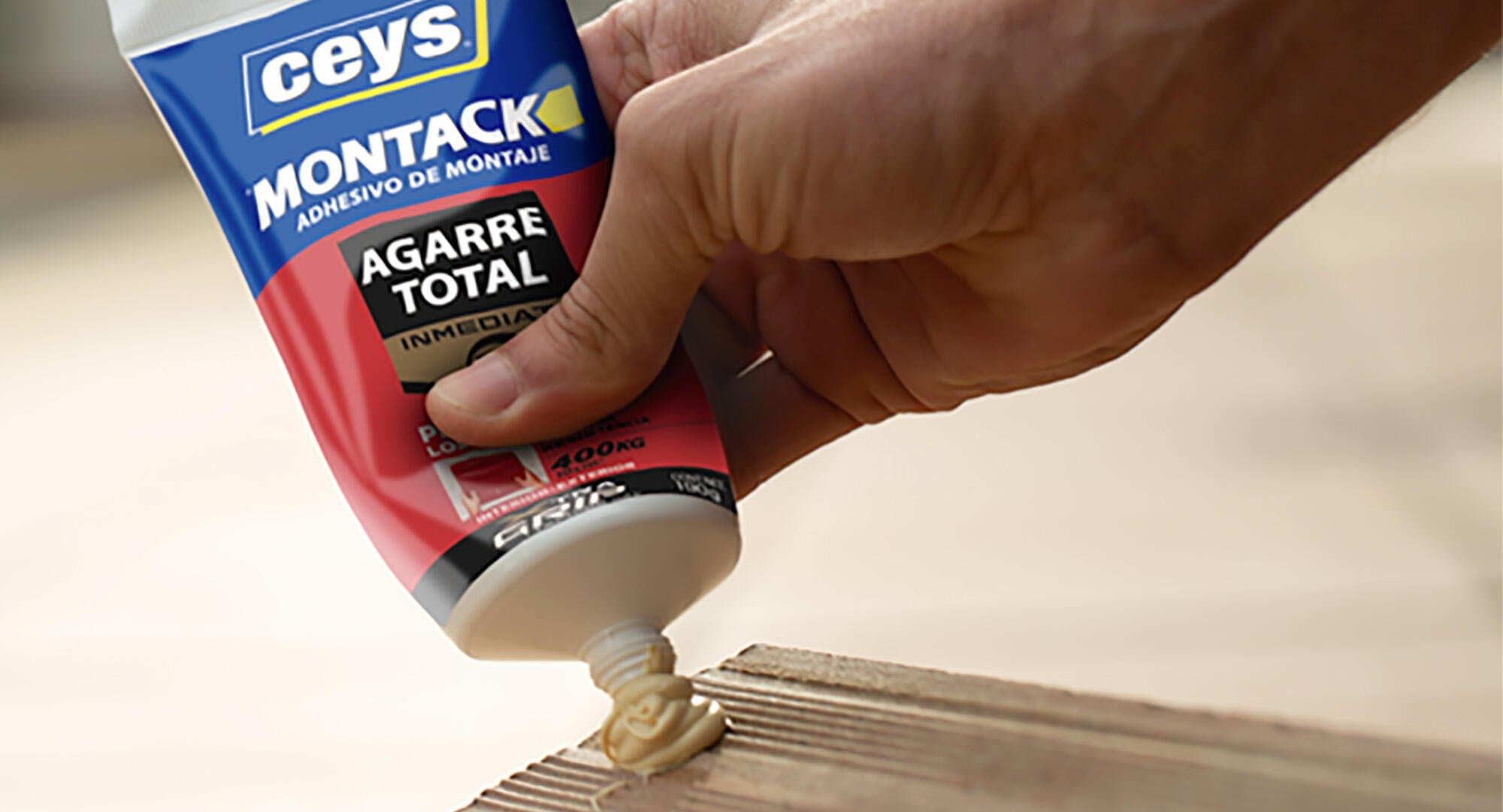 Adhesivo de montaje CEYS Montack Express Plus 190 gr blanco para mármol, ladrillo, cerámica, resiste al agua y a las torsiones. Para fijar un material a una superficie. - 3