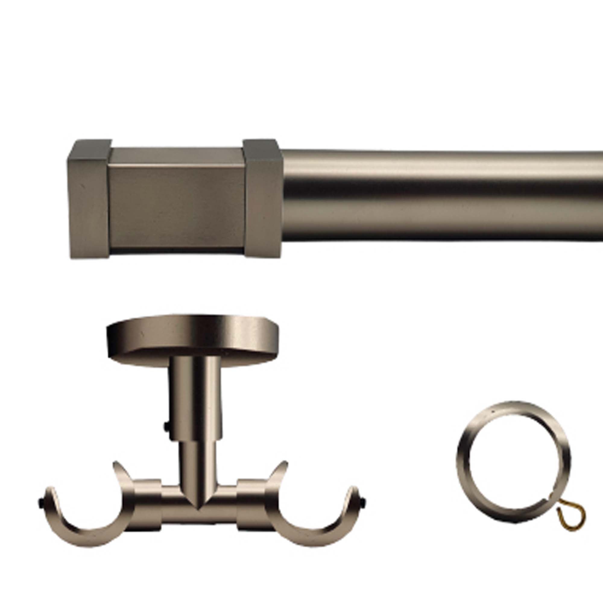 Kit barra de cortina anillas filo soporte doble techo d 30 mm 150 cm cromo mate